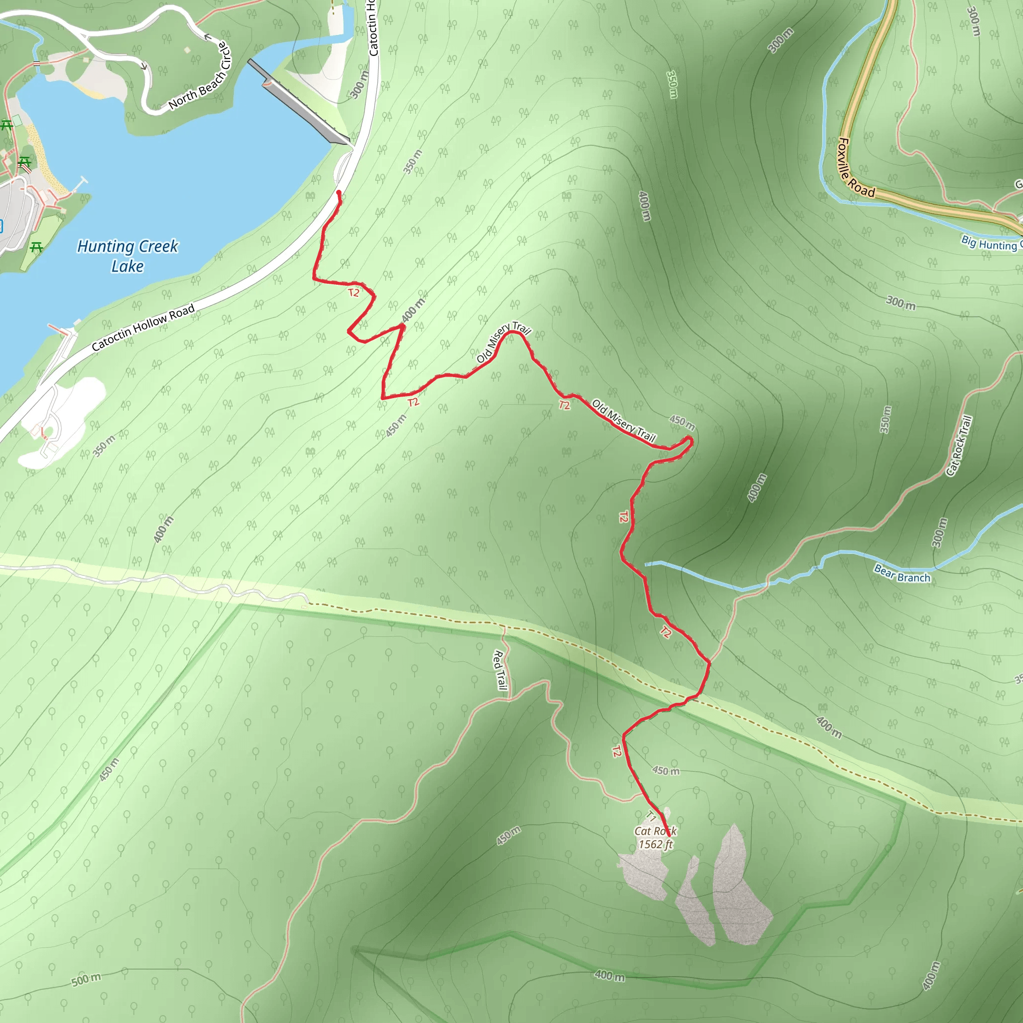 Cat Rock via Old Misery Trail mobile static map