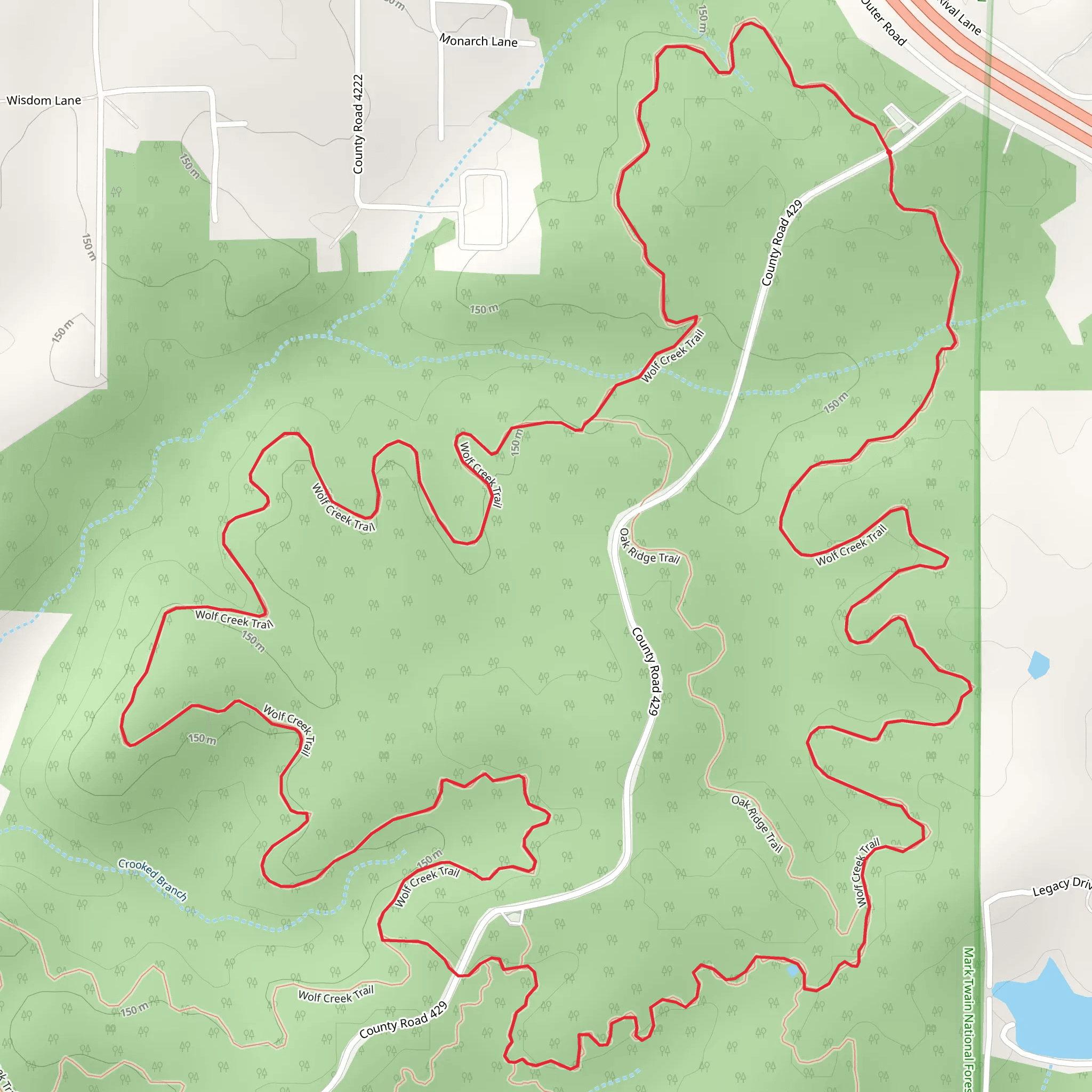Wolf Creek Loop Trail from Outer Road mobile static map