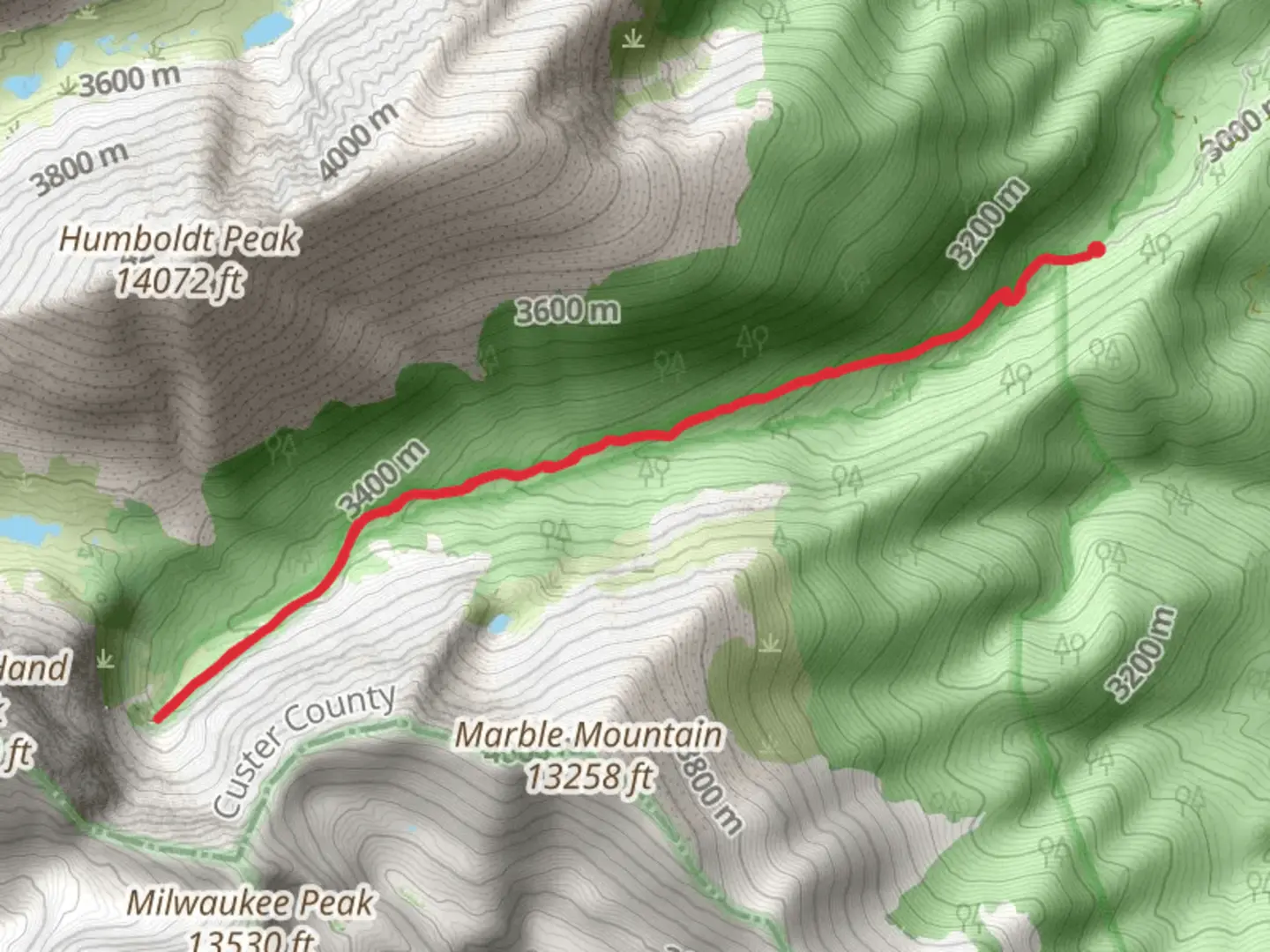 An image depicting the trail South Colony Creek and its surrounding area.