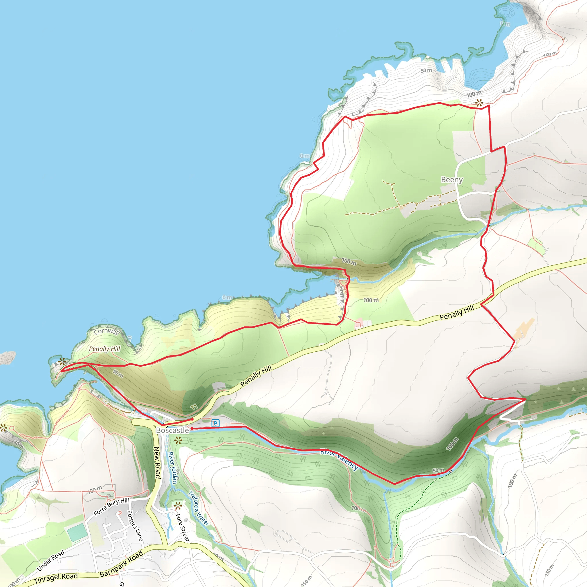 Beeny Cliff and Pentargon Falls Walk mobile static map