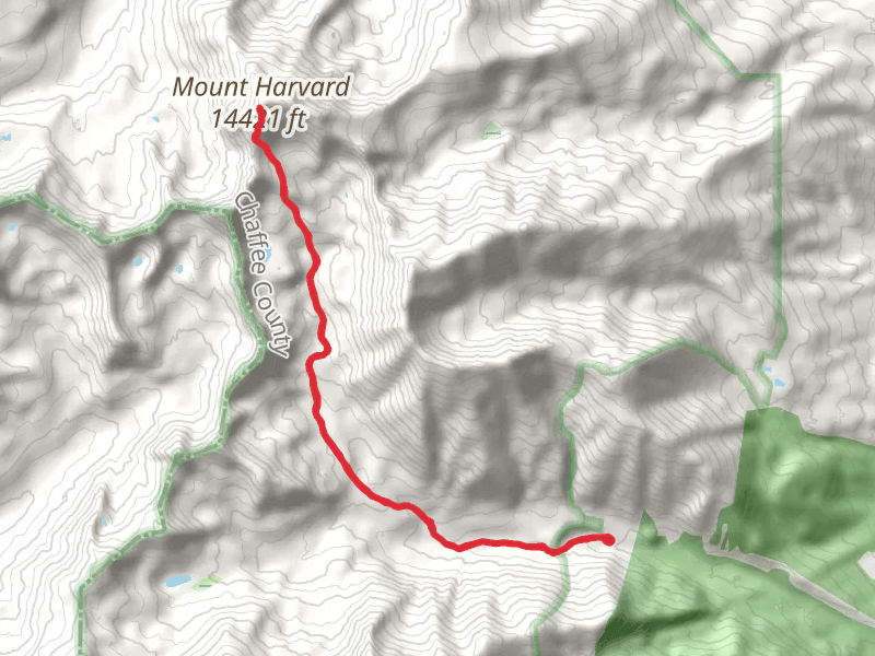Mount Harvard via Horn Fork Trail mobile static map