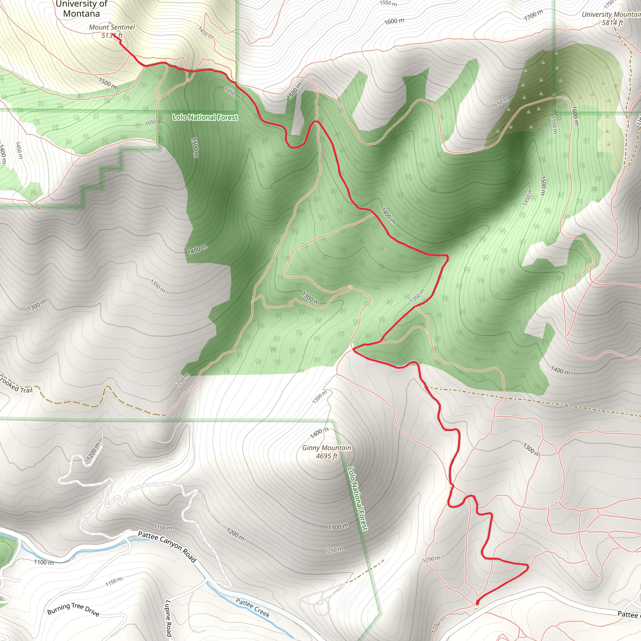 Mount Sentinel from Pattee Canyon Road mobile static map