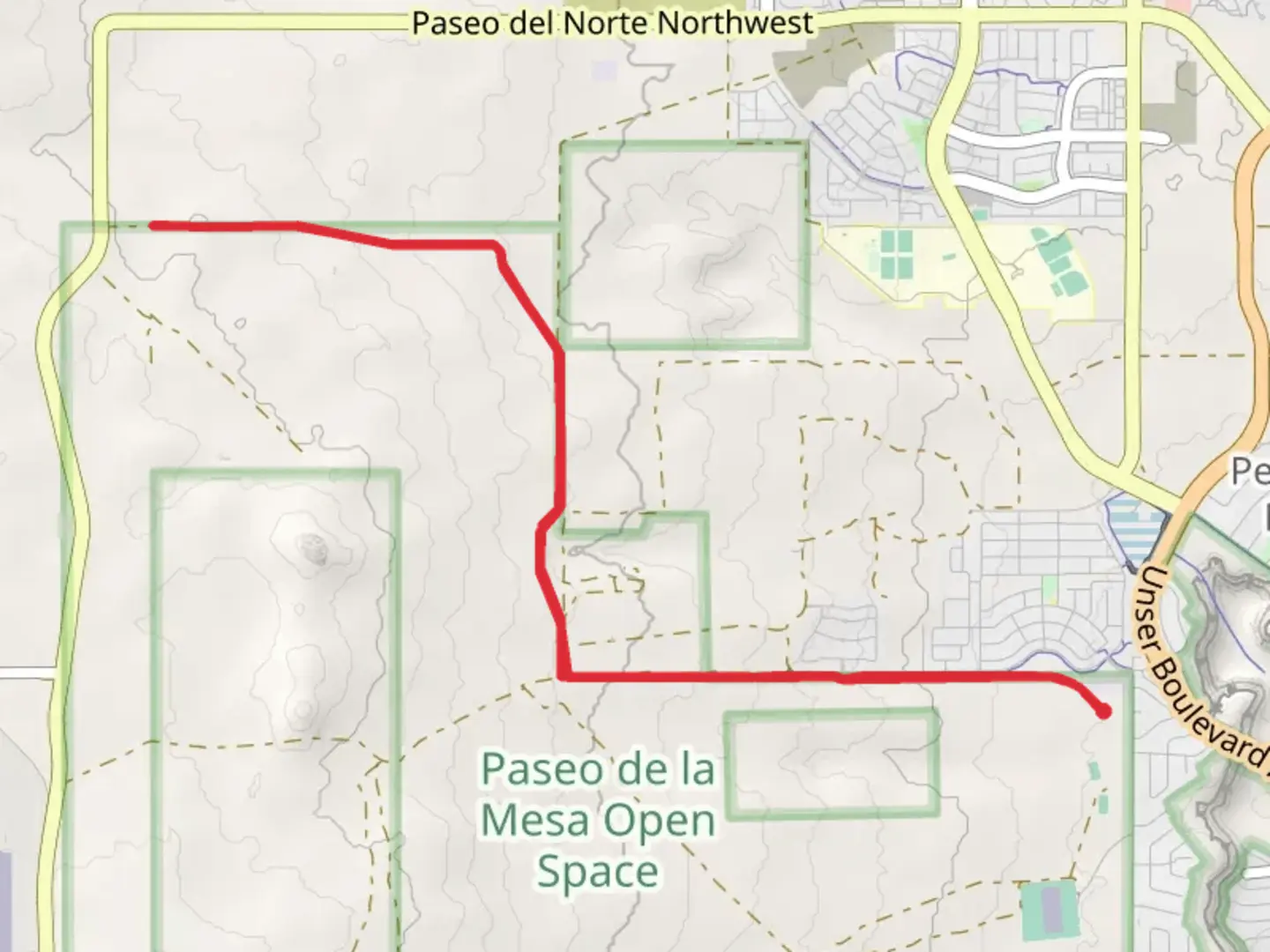 An image depicting the trail Vista Vieja Road Northwest and its surrounding area.