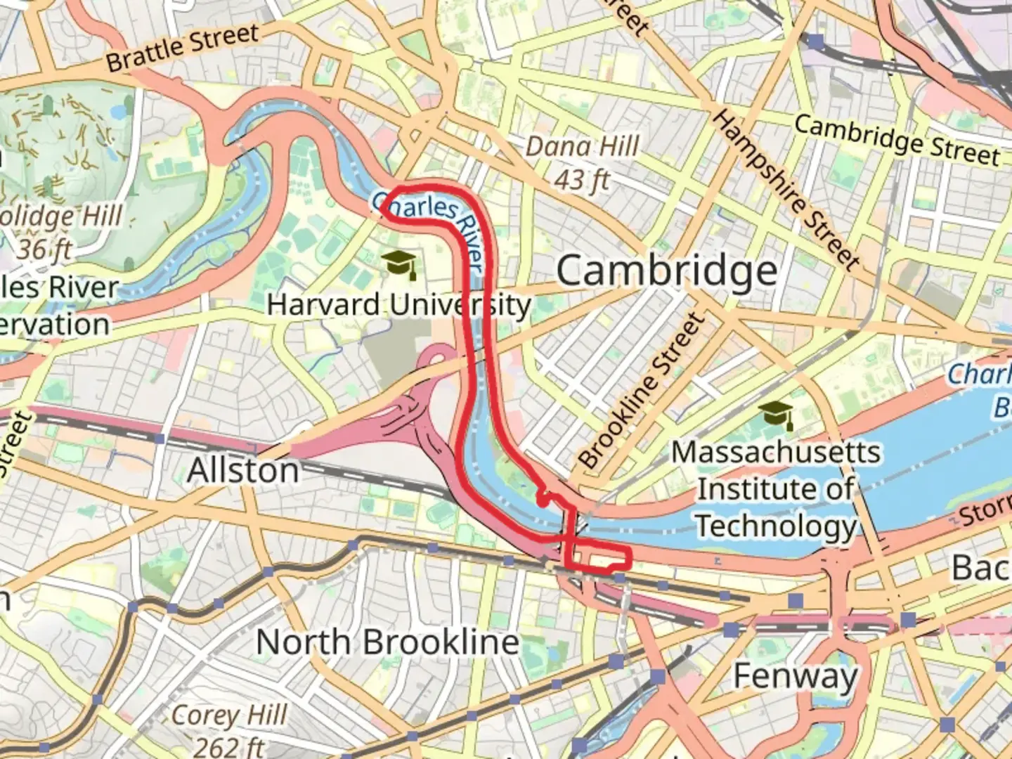 An image depicting the trail Dr Paul Dudley White Path and its surrounding area.