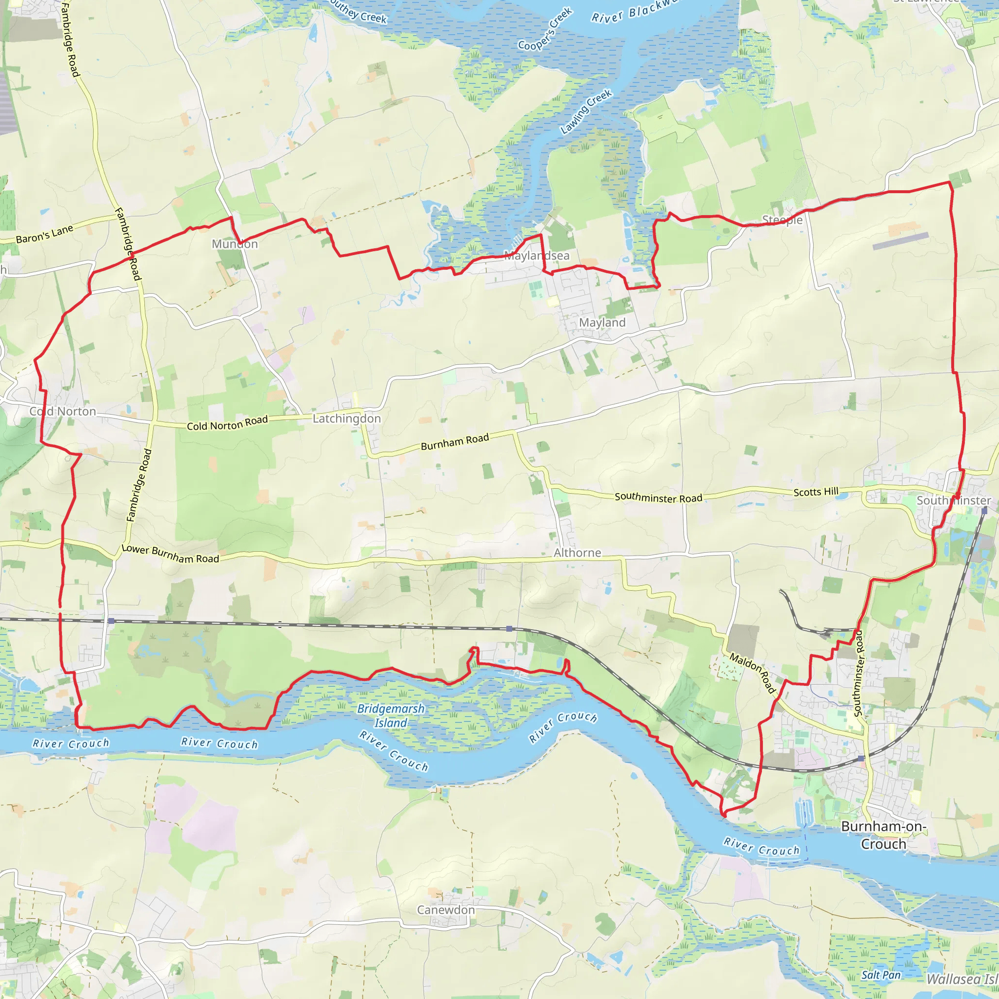 Dengi Loop via St Peters Way and Croucg Valley Trail mobile static map