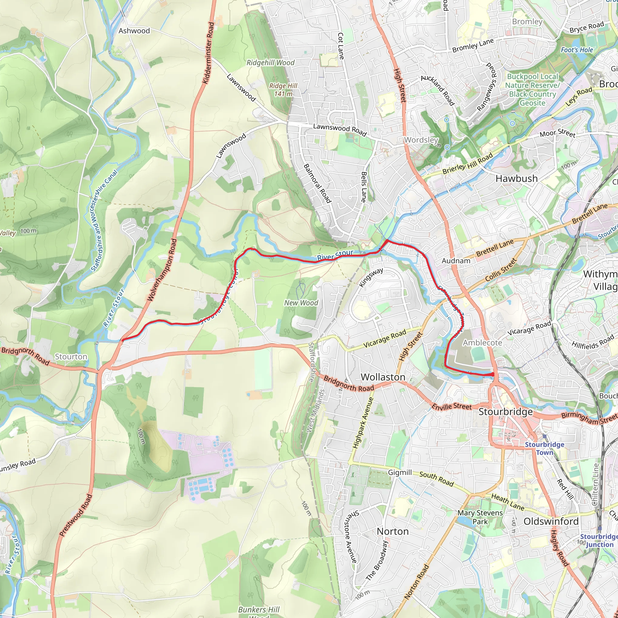 Stourbridge Canal Walk mobile static map