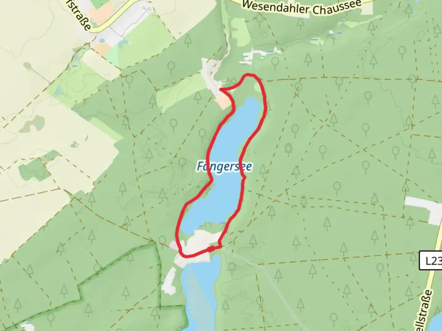 An image depicting the trail Fredersdorfer Mühlenfließ Loop and its surrounding area.