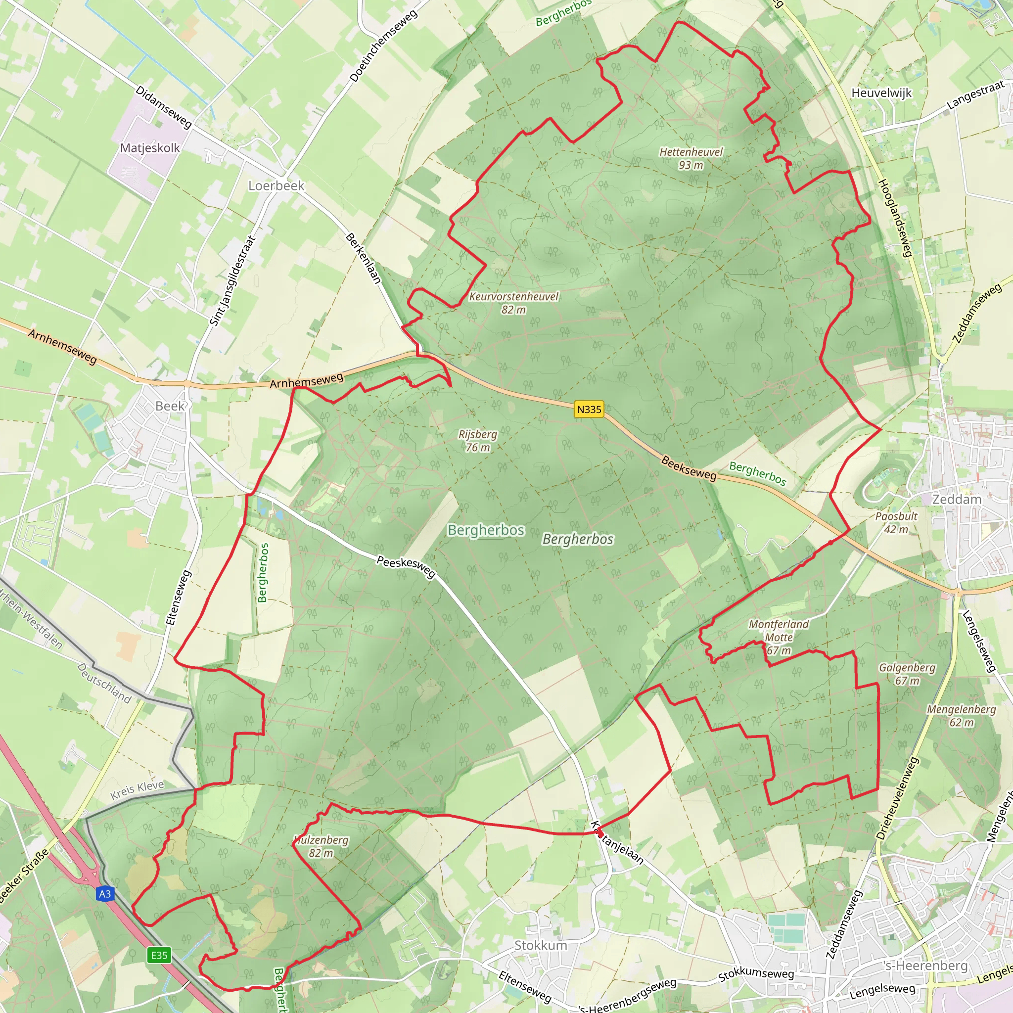 Hooge heide, bergherbosch and Montferland Loop mobile static map