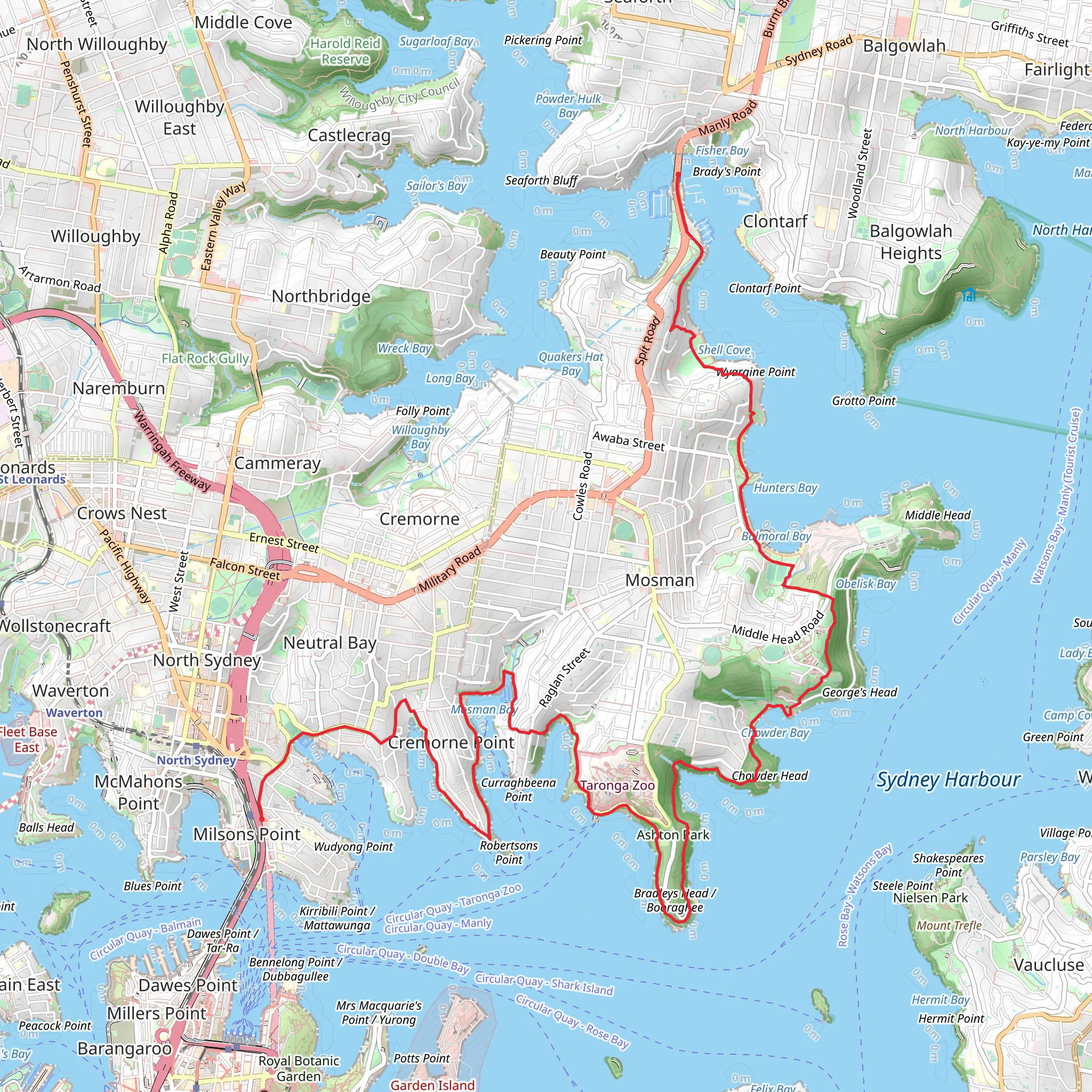 Harbour Bridge to The Spit Bridge Track mobile static map