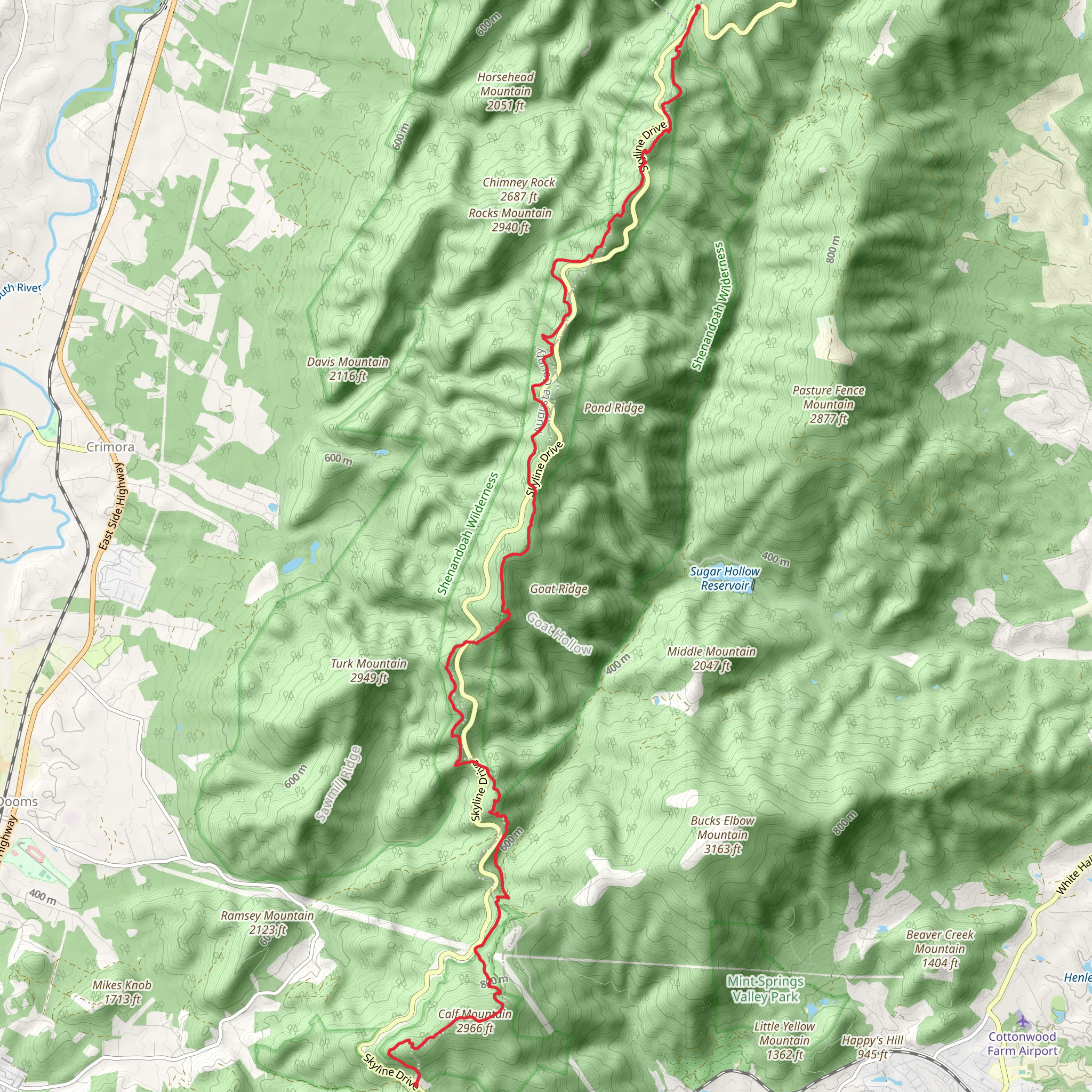 Appalachian Trail from Skyline Road mobile static map