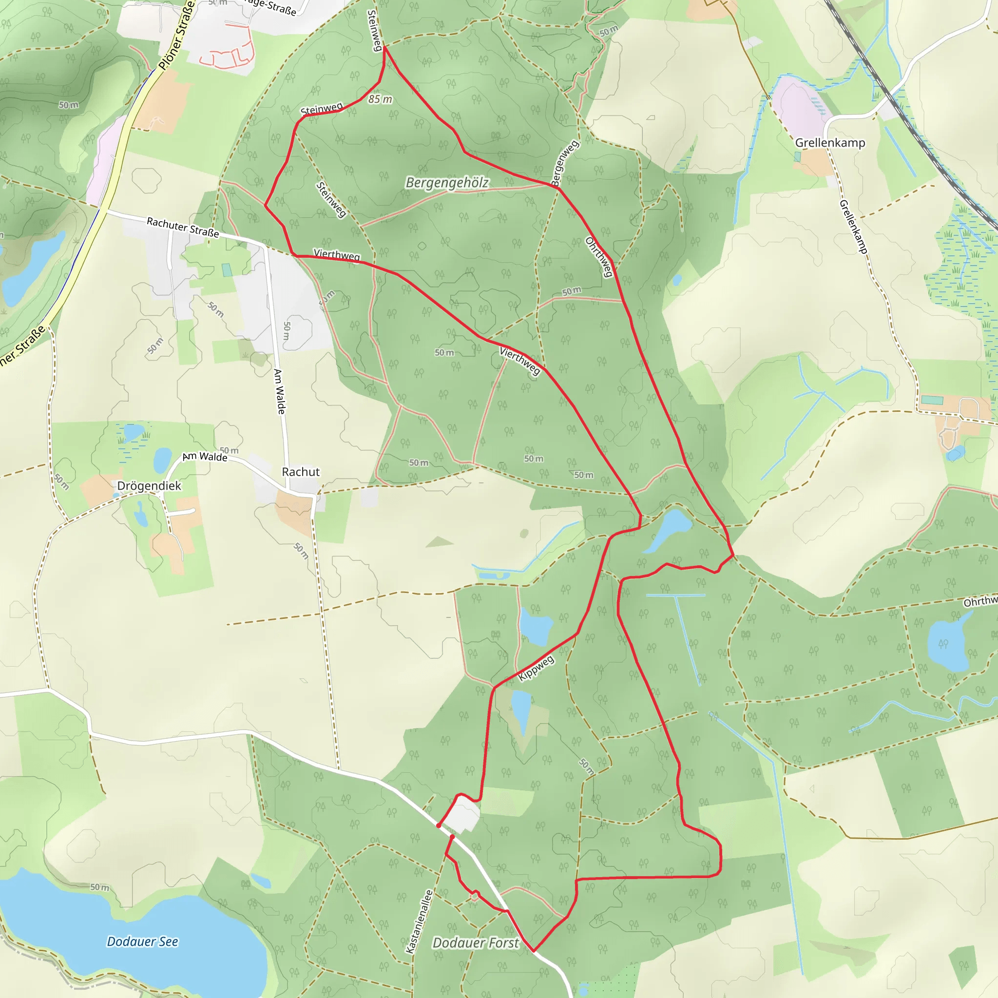 Dodauer Forst Route - Kurz and Lang mobile static map