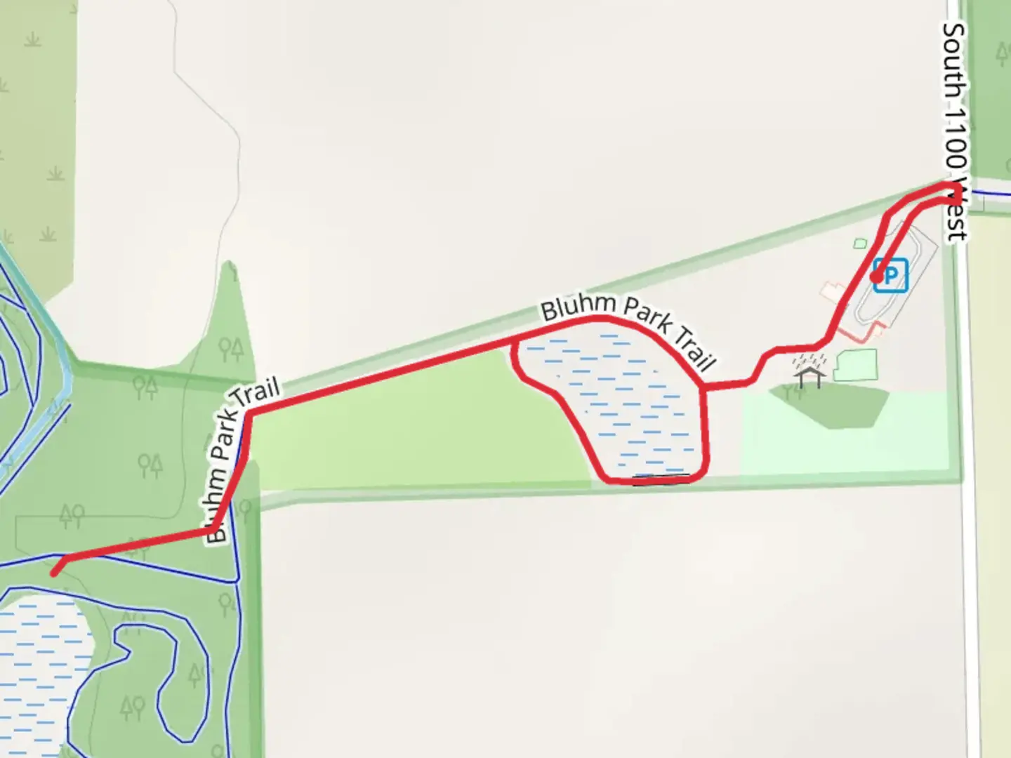 An image depicting the trail Bluhm Park Trail and its surrounding area.