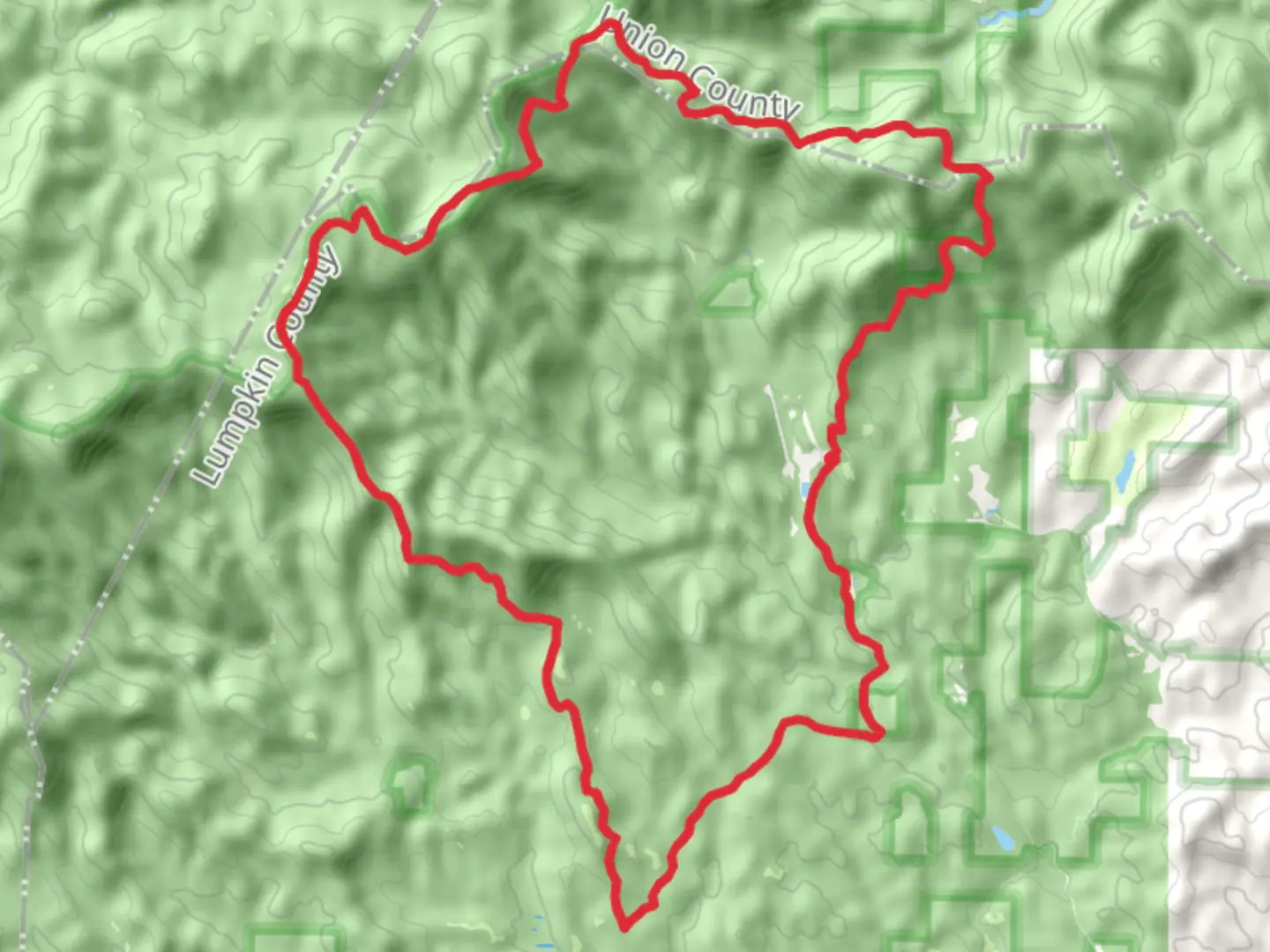 An image depicting the trail Coopers Gap Road and Winding Stair Gap Road Loop and its surrounding area.