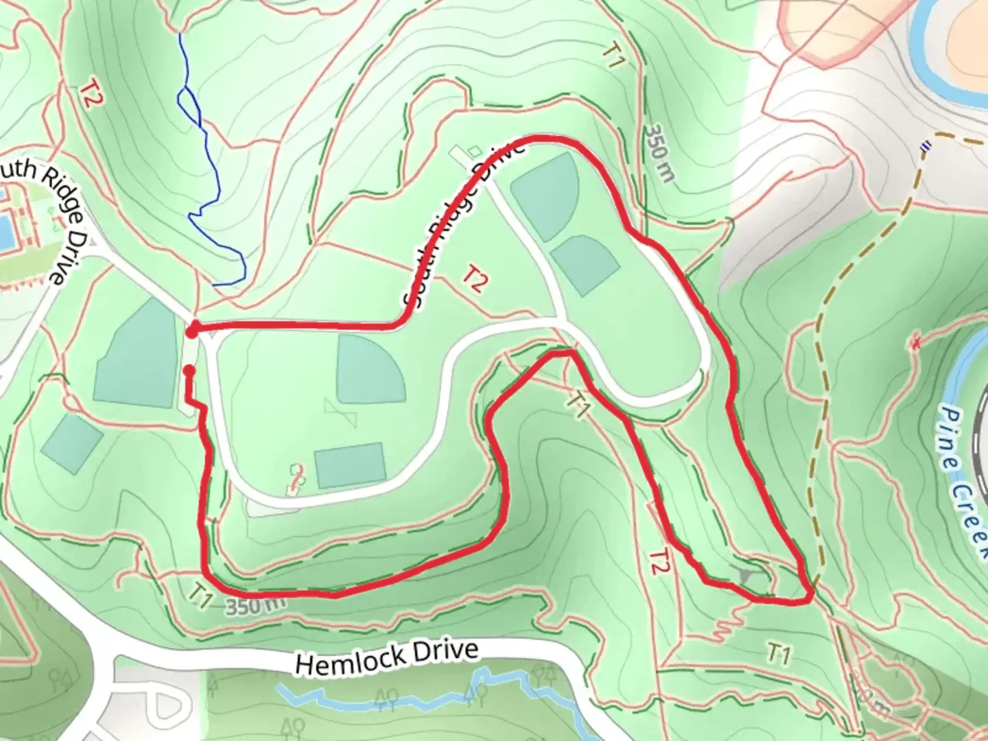 An image depicting the trail Woods Field and Donora Field Loop Trail and its surrounding area.