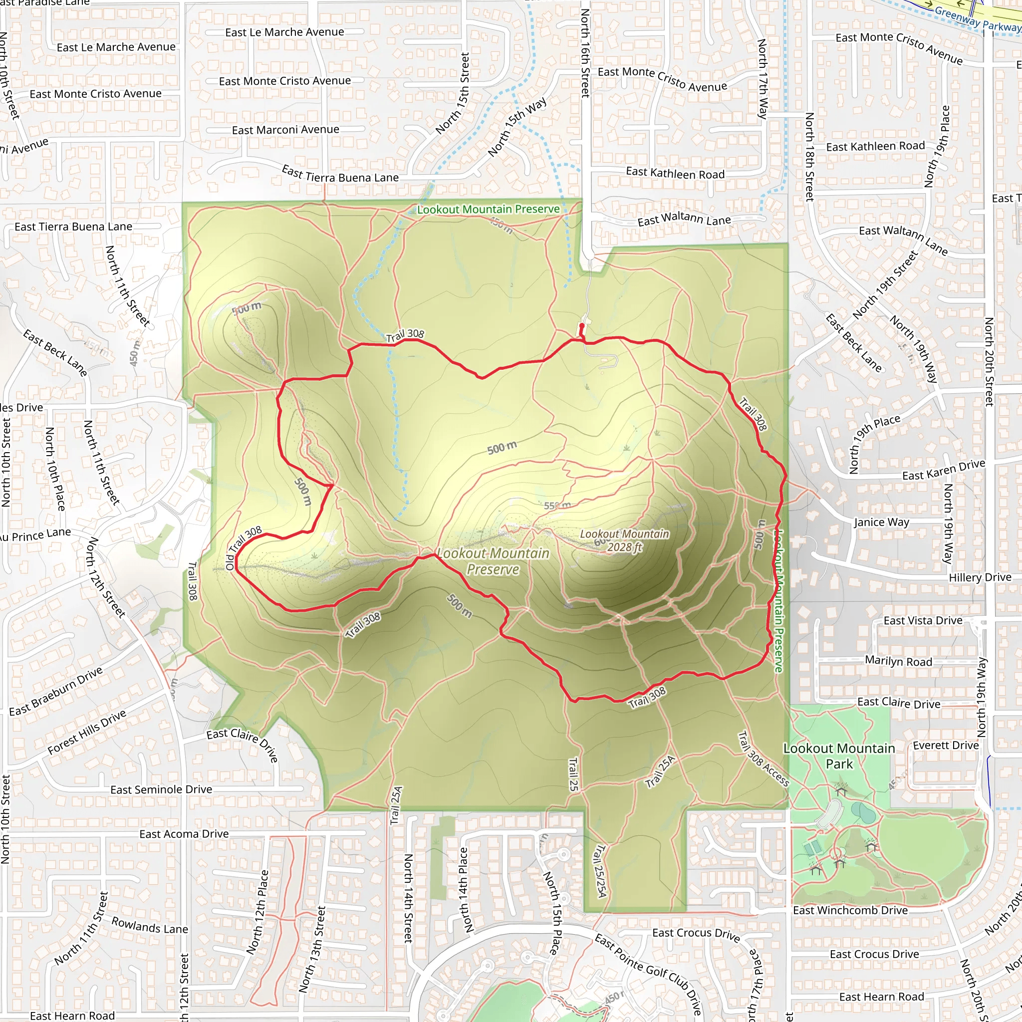 Lookout Mountain Loop - Trail 308 mobile static map