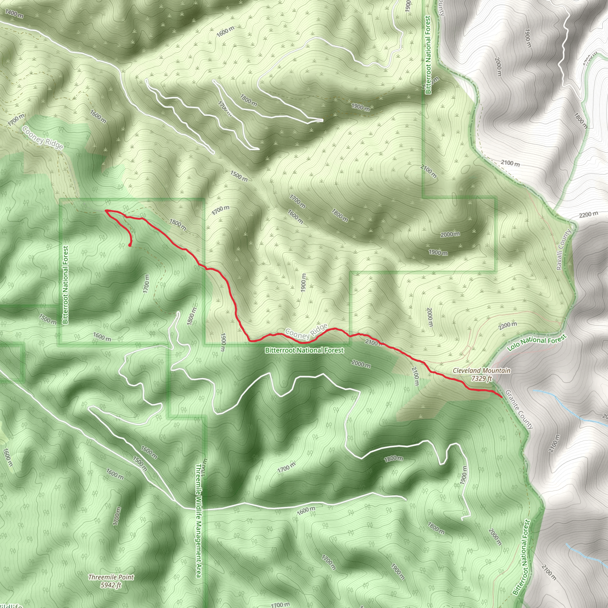 Cleveland Mountain Trail mobile static map