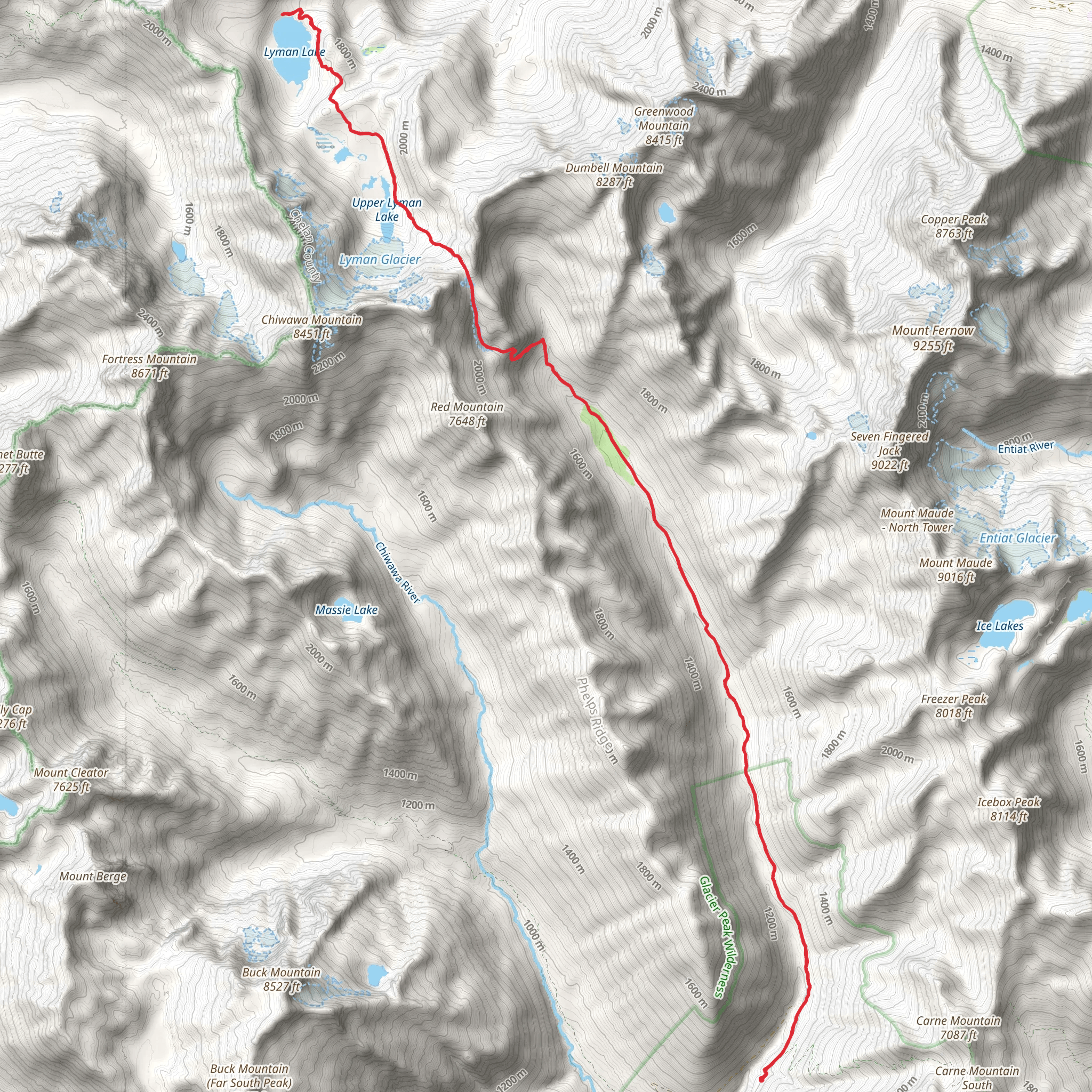 Lyman Lake via Phelps Creek Trail mobile static map