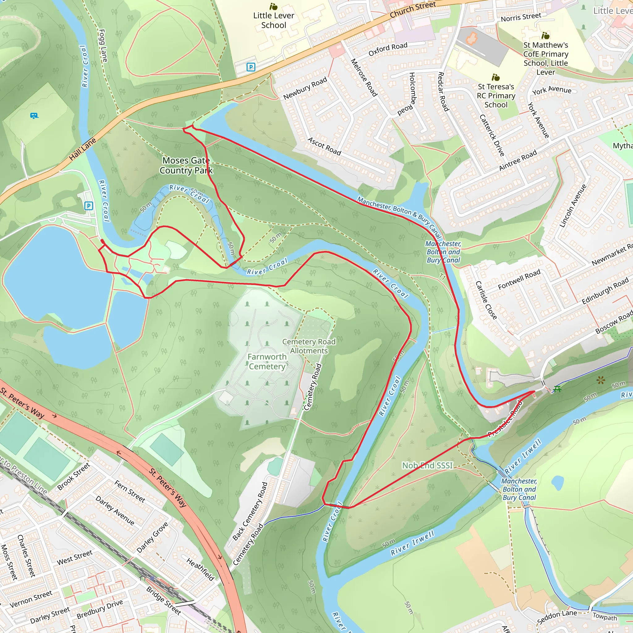 Moses Gate Country Park and Clammerclough Walk mobile static map
