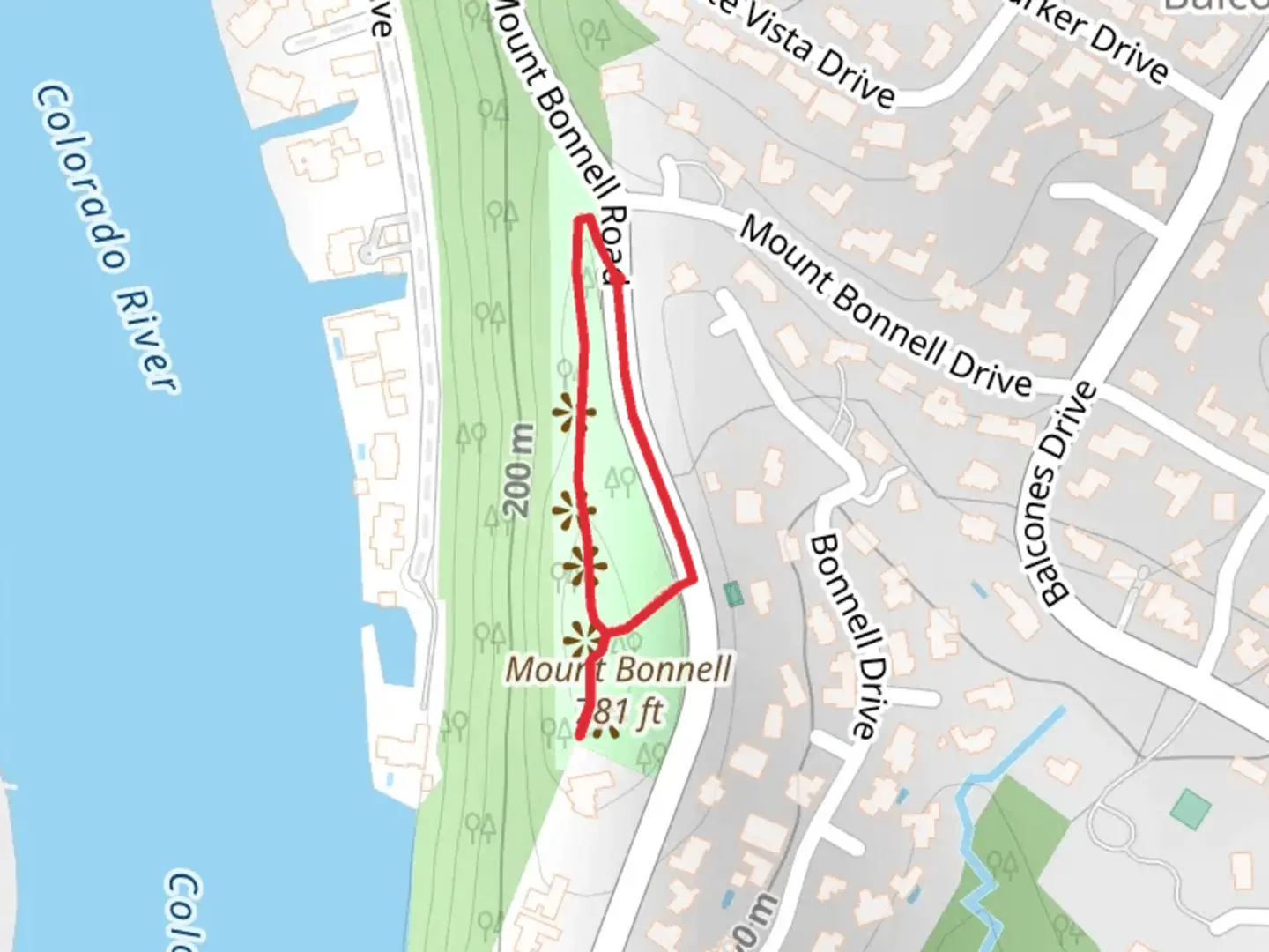 An image depicting the trail Mount Bonnell Loop and its surrounding area.