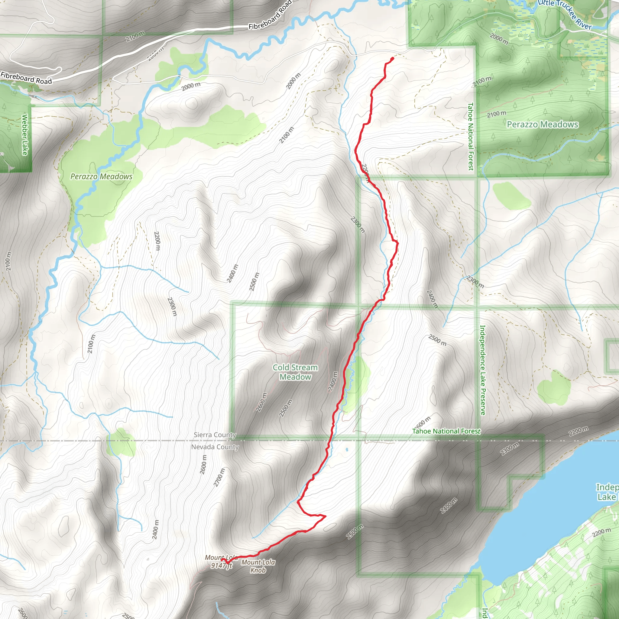 Mount Lola via Cold Stream mobile static map
