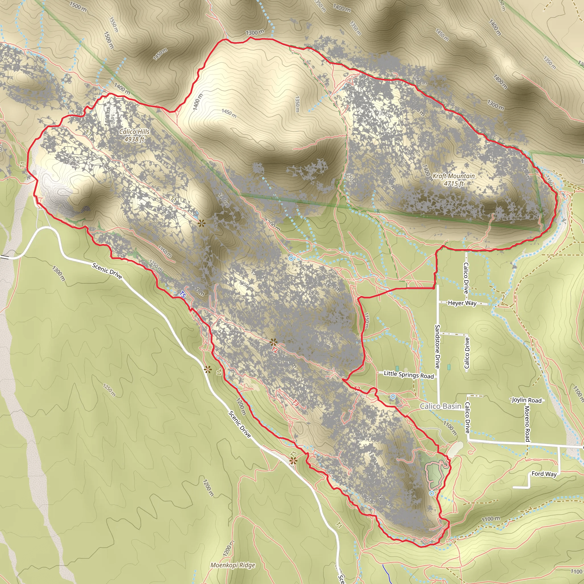Kraft Mountain and Calico Hills Loop Trail mobile static map