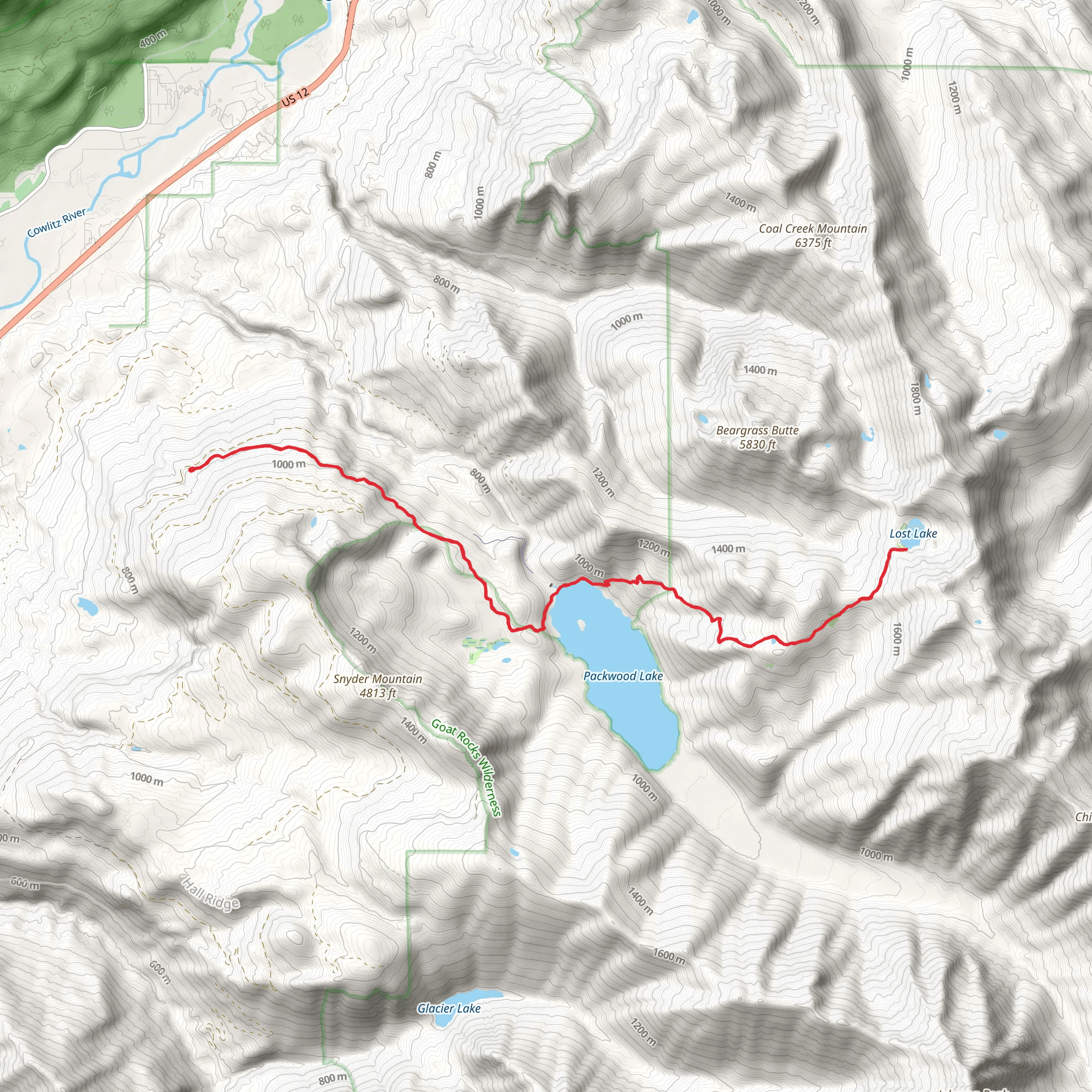 Lost Lake via Packwood Lake Trail mobile static map