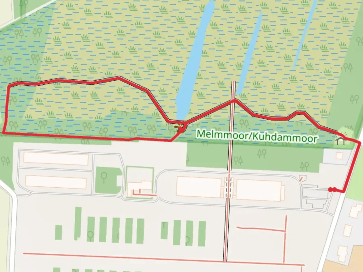An image depicting the trail Aussichtspunkt Moor-Lehrpfad and Plattform mit Moorleiche Loop and its surrounding area.