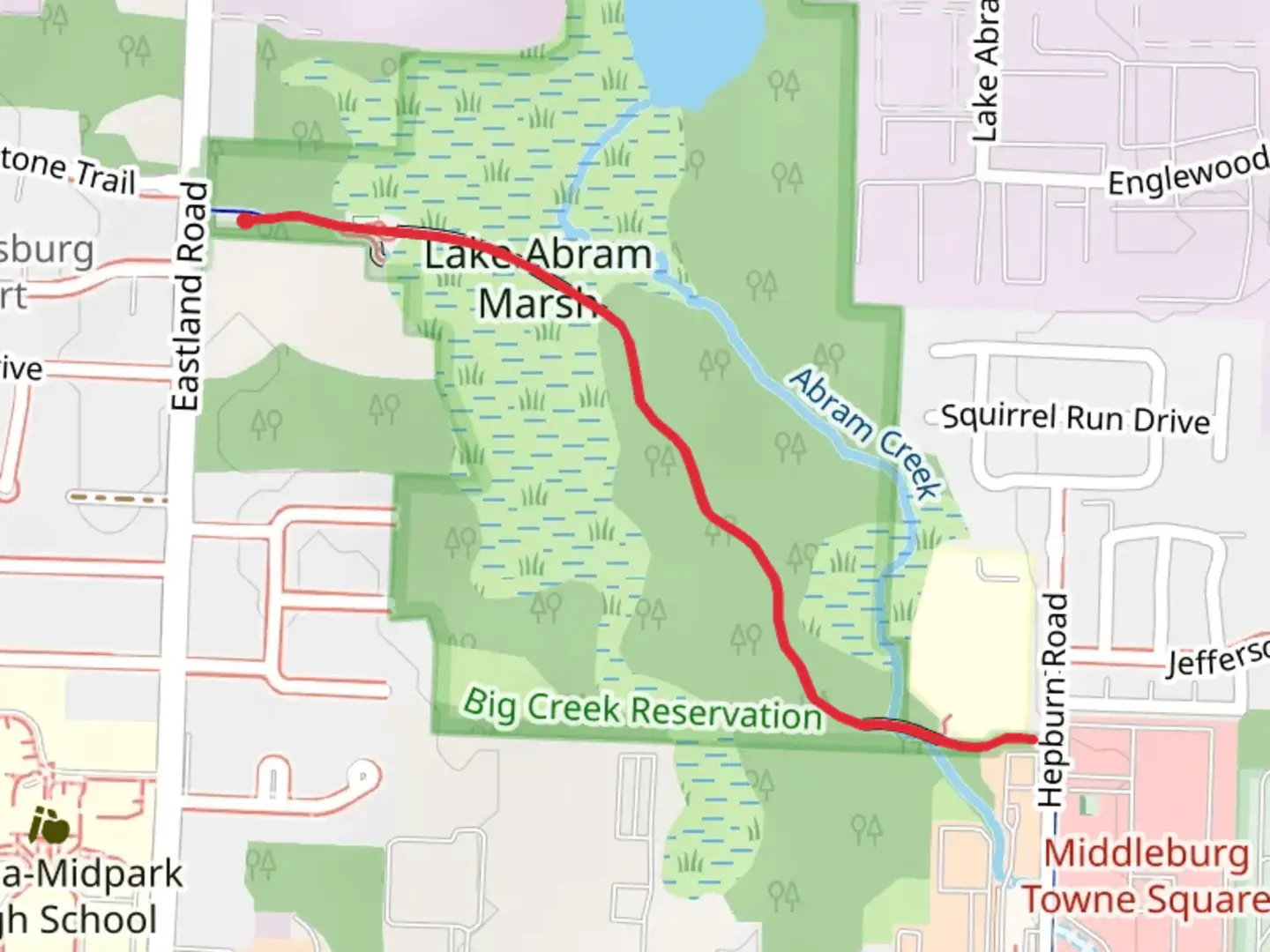 An image depicting the trail Abram Creek via Lake to Lake Trail and its surrounding area.