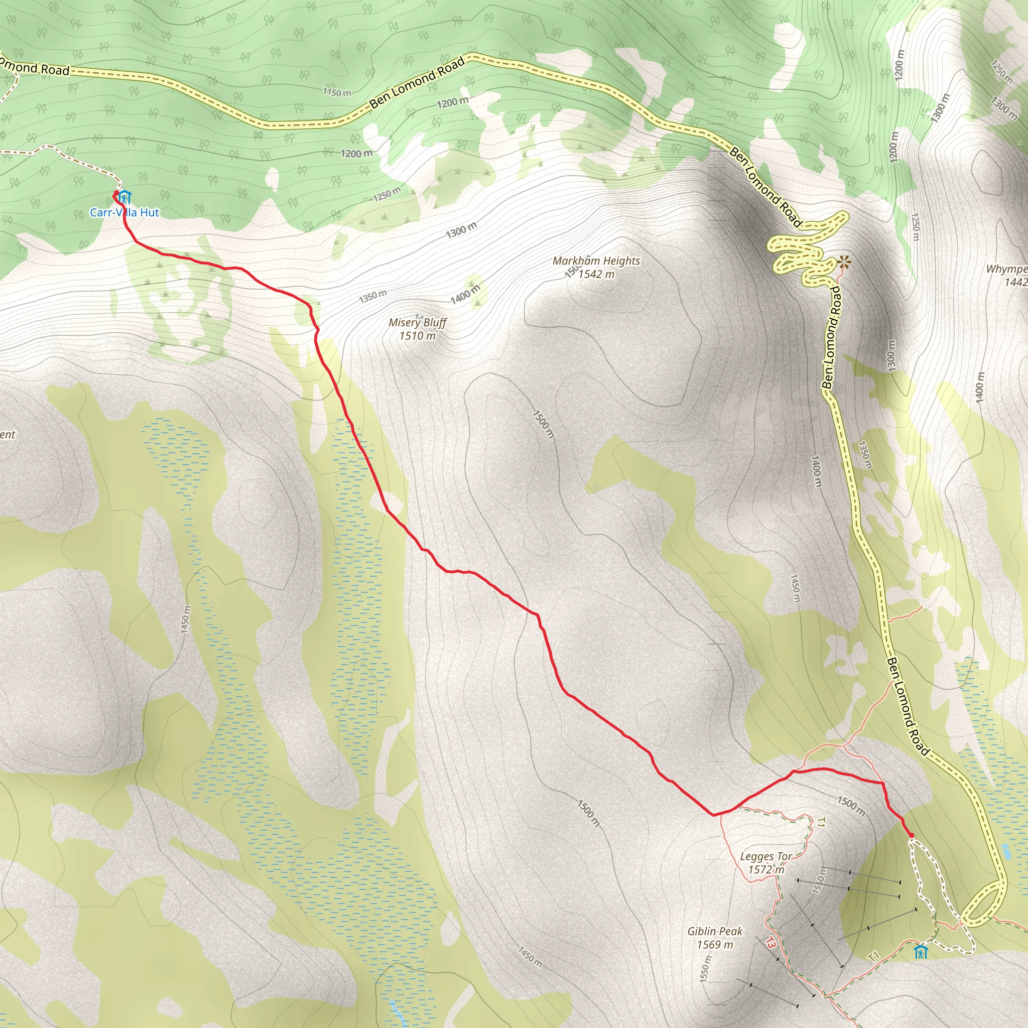 Carr Villa to Alpine Village Track mobile static map