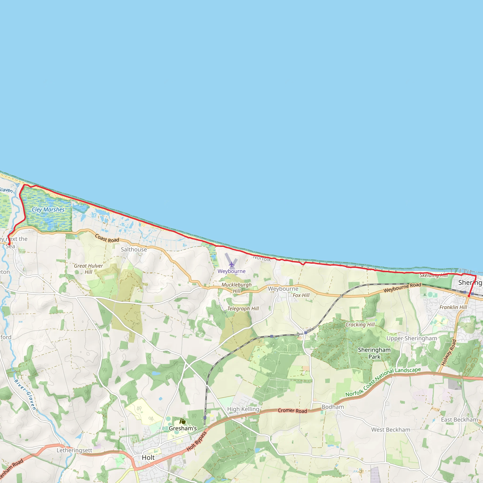 Sheringham to Cley-next-the-Sea mobile static map