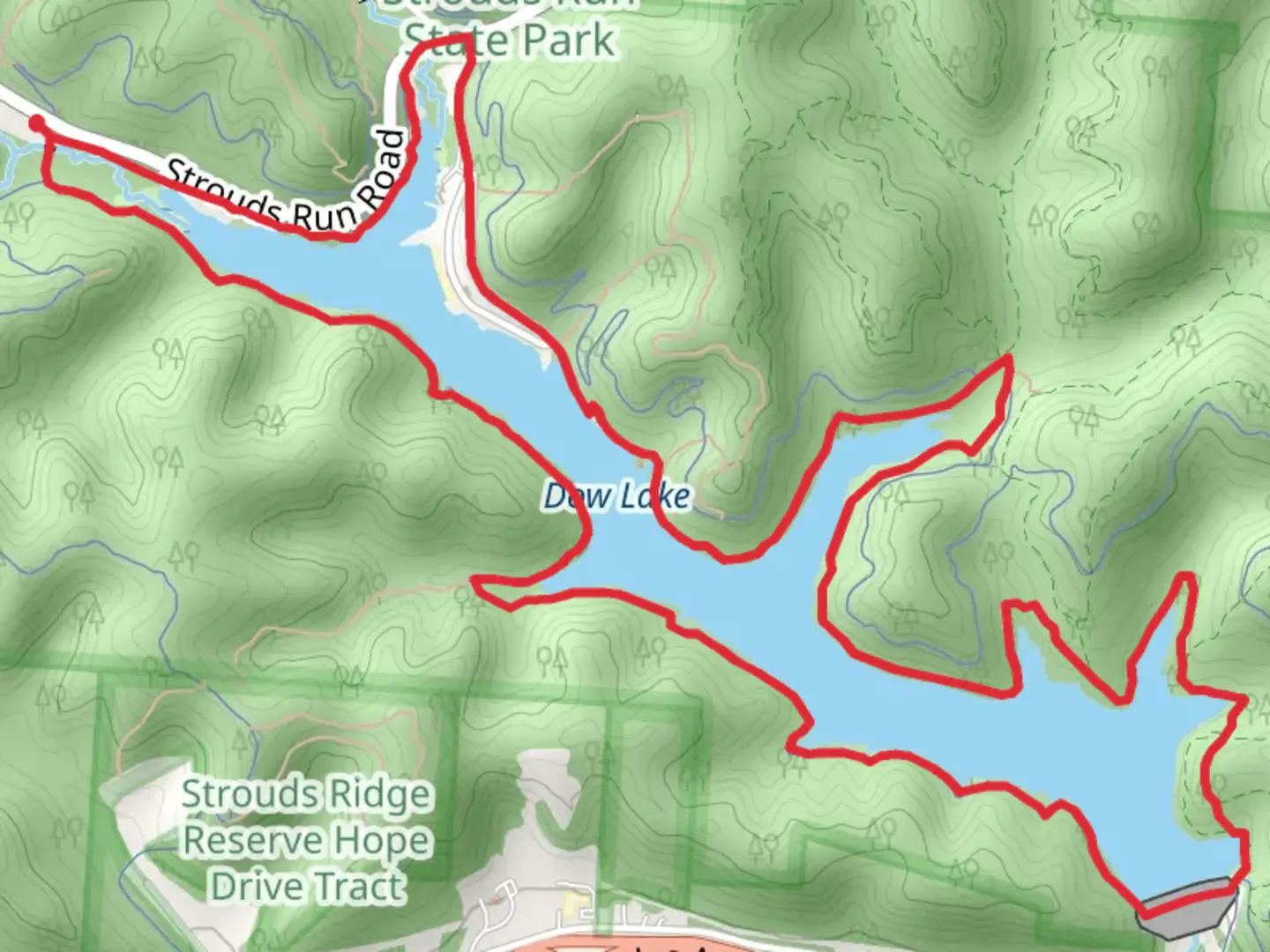 An image depicting the trail Dow Lake Loop and its surrounding area.