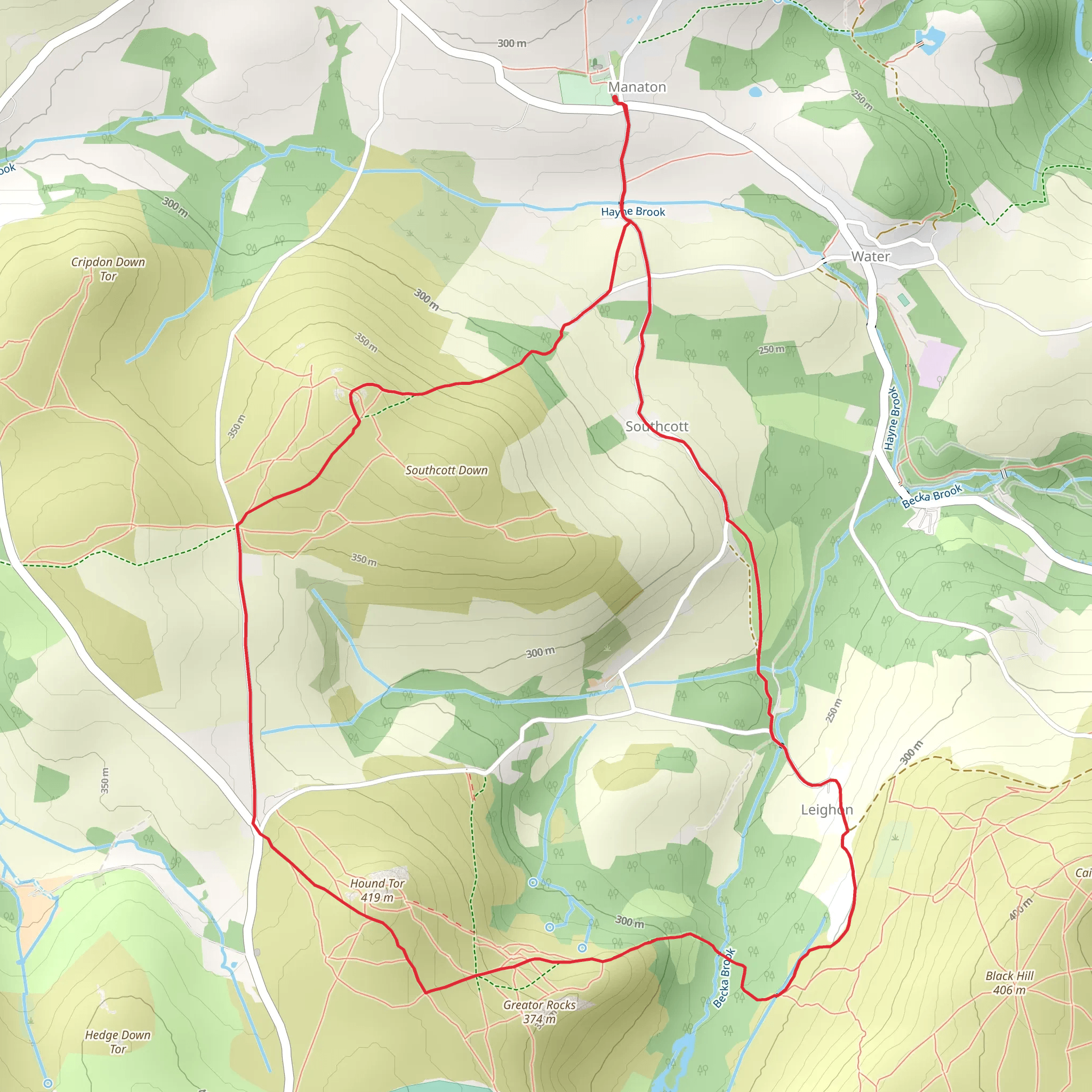 Hound Tor Loop - Manaton mobile static map