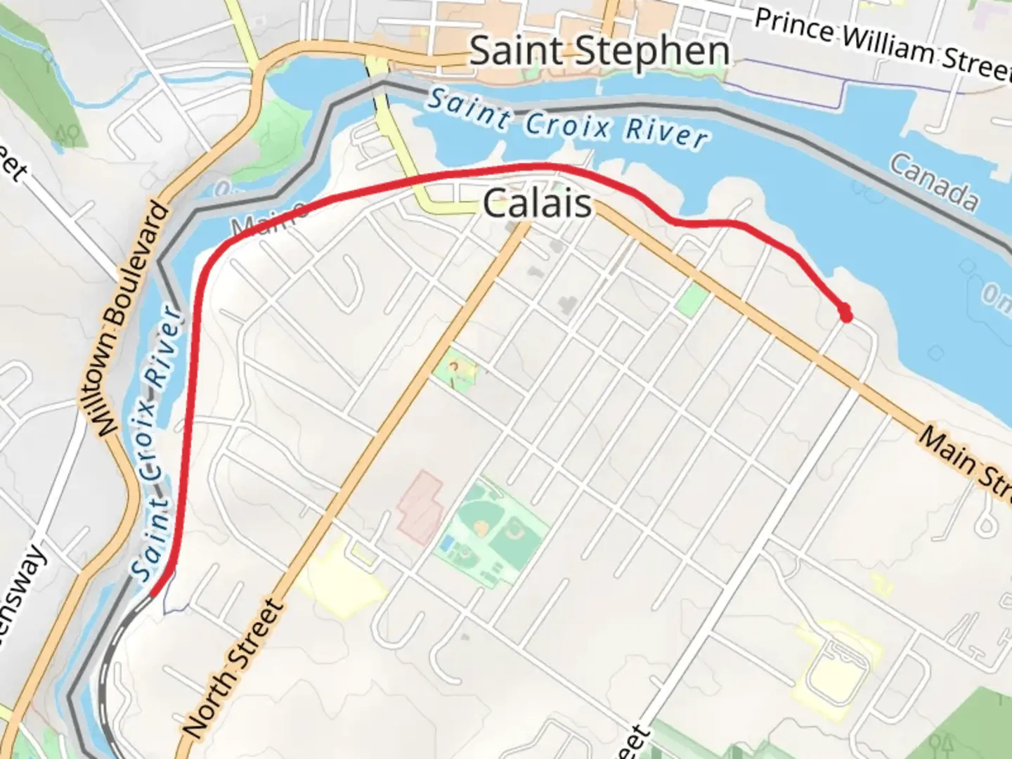 An image depicting the trail Calais Waterfront Walkway and its surrounding area.