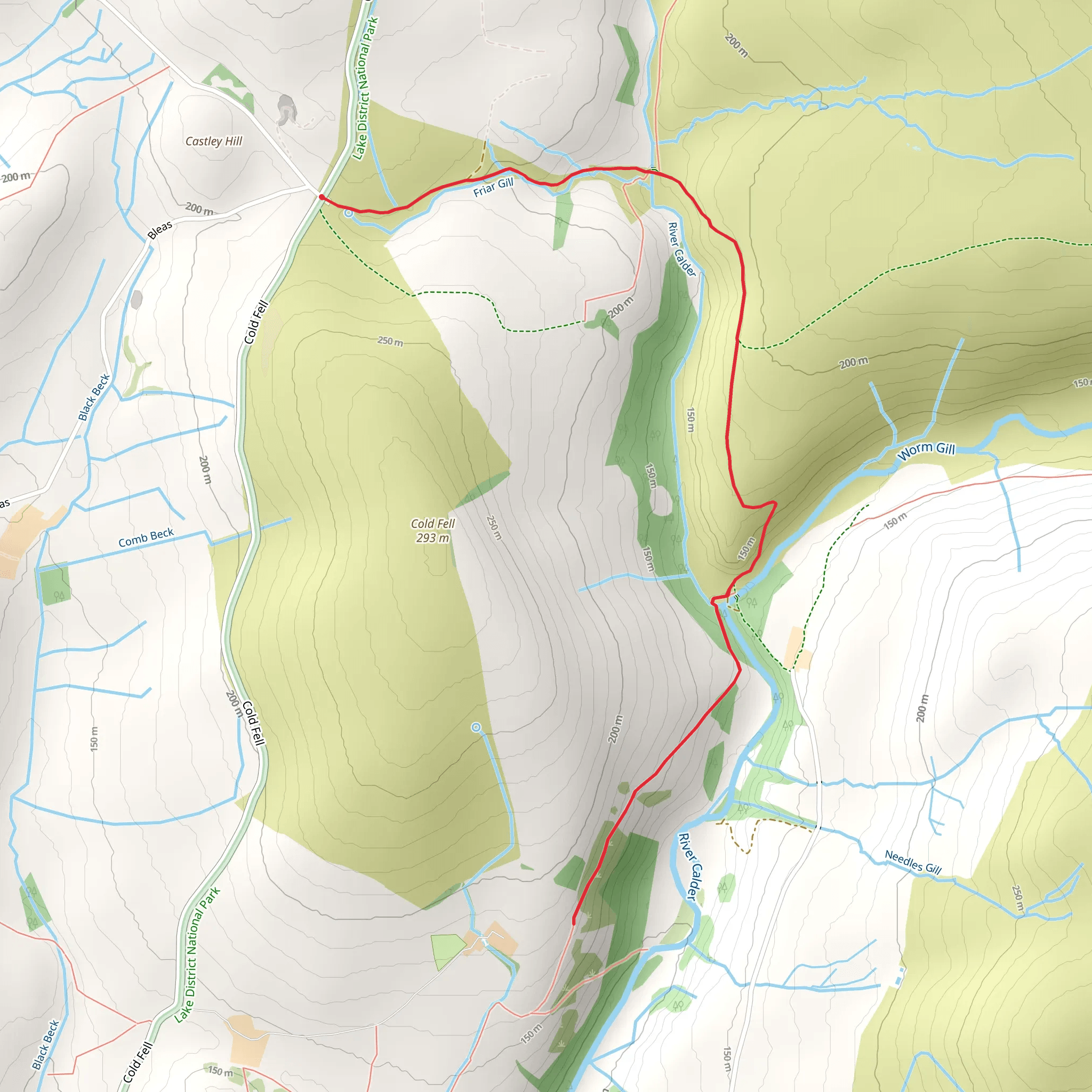 River Calder Streamside Walk - Cold Fell mobile static map