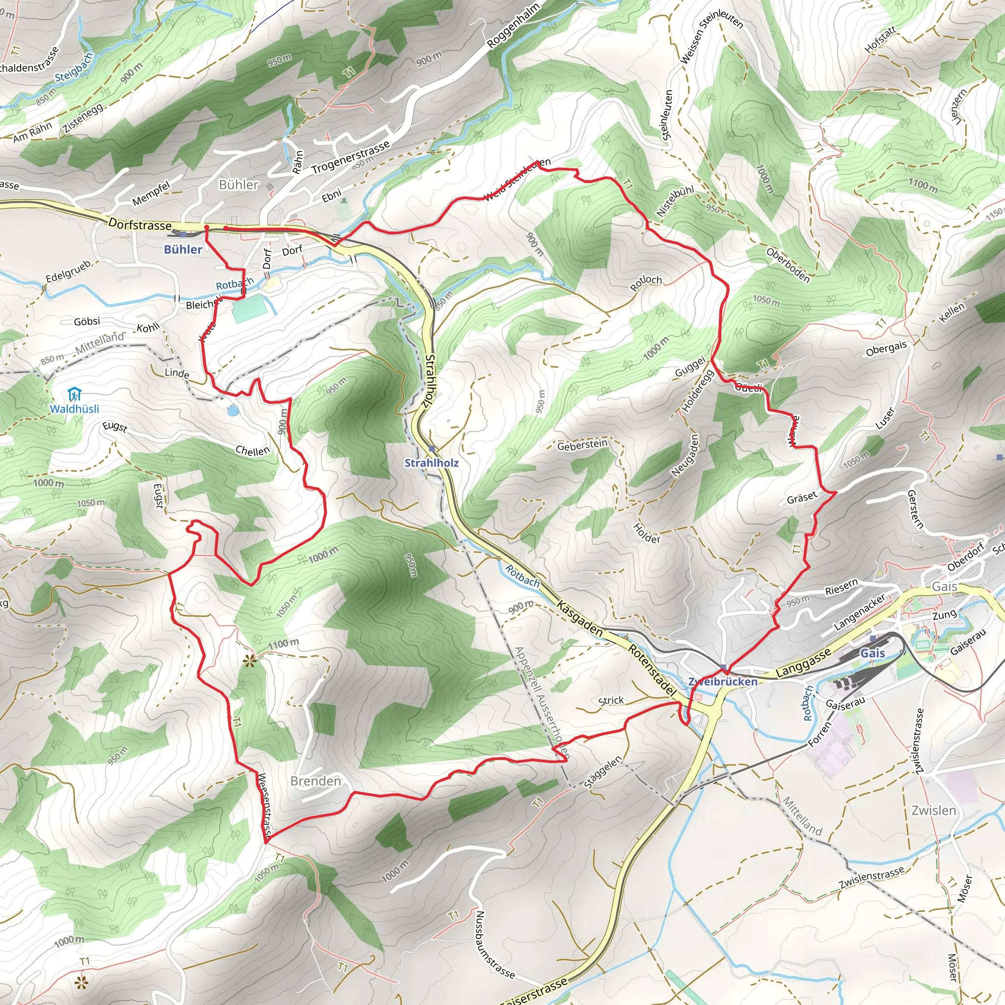 Bühler - Mühlpass - Zweibrücken - Bühler mobile static map