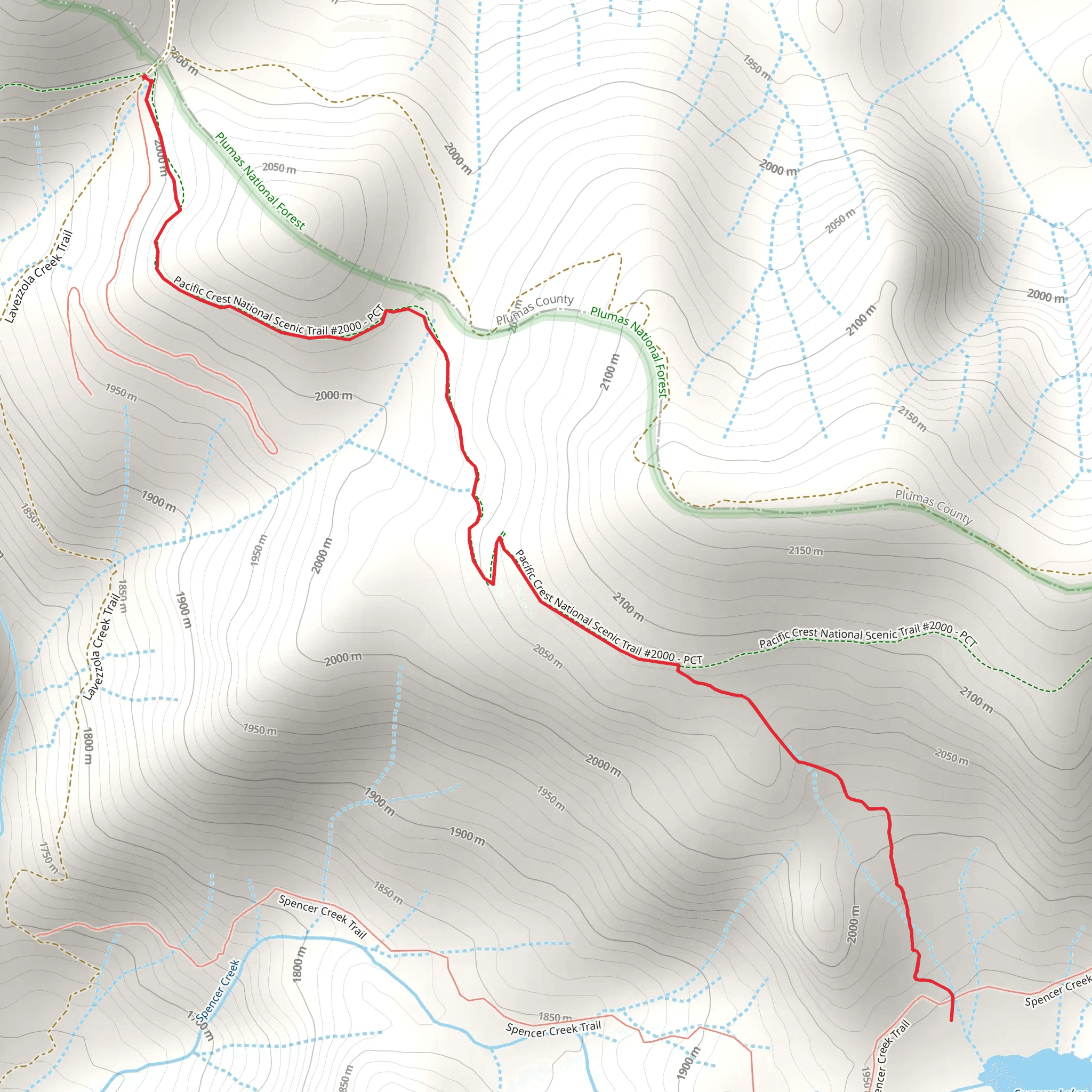 Spencer Lakes via Pacific Crest Trail mobile static map