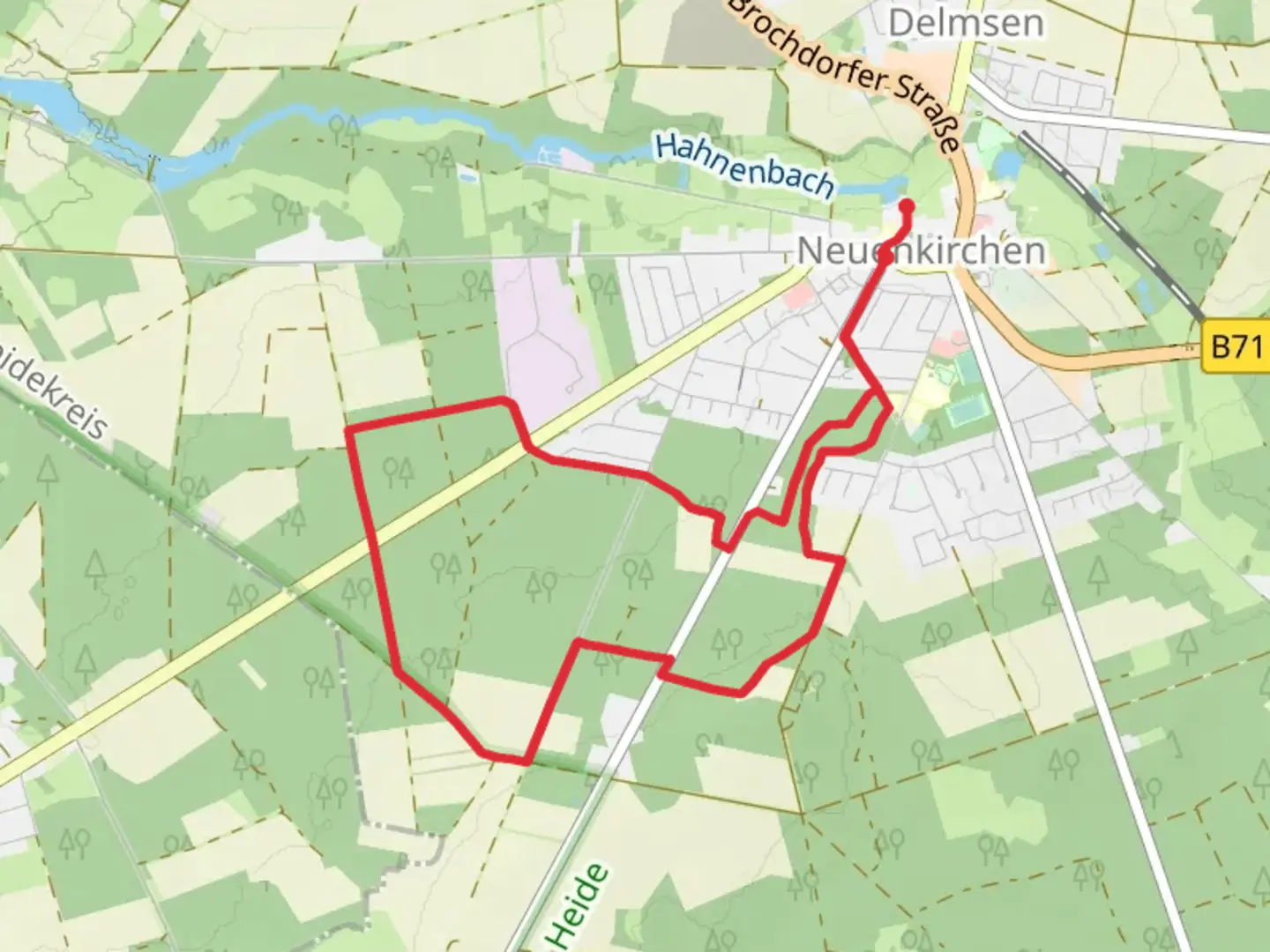 An image depicting the trail Neuenkirchen Loop and its surrounding area.