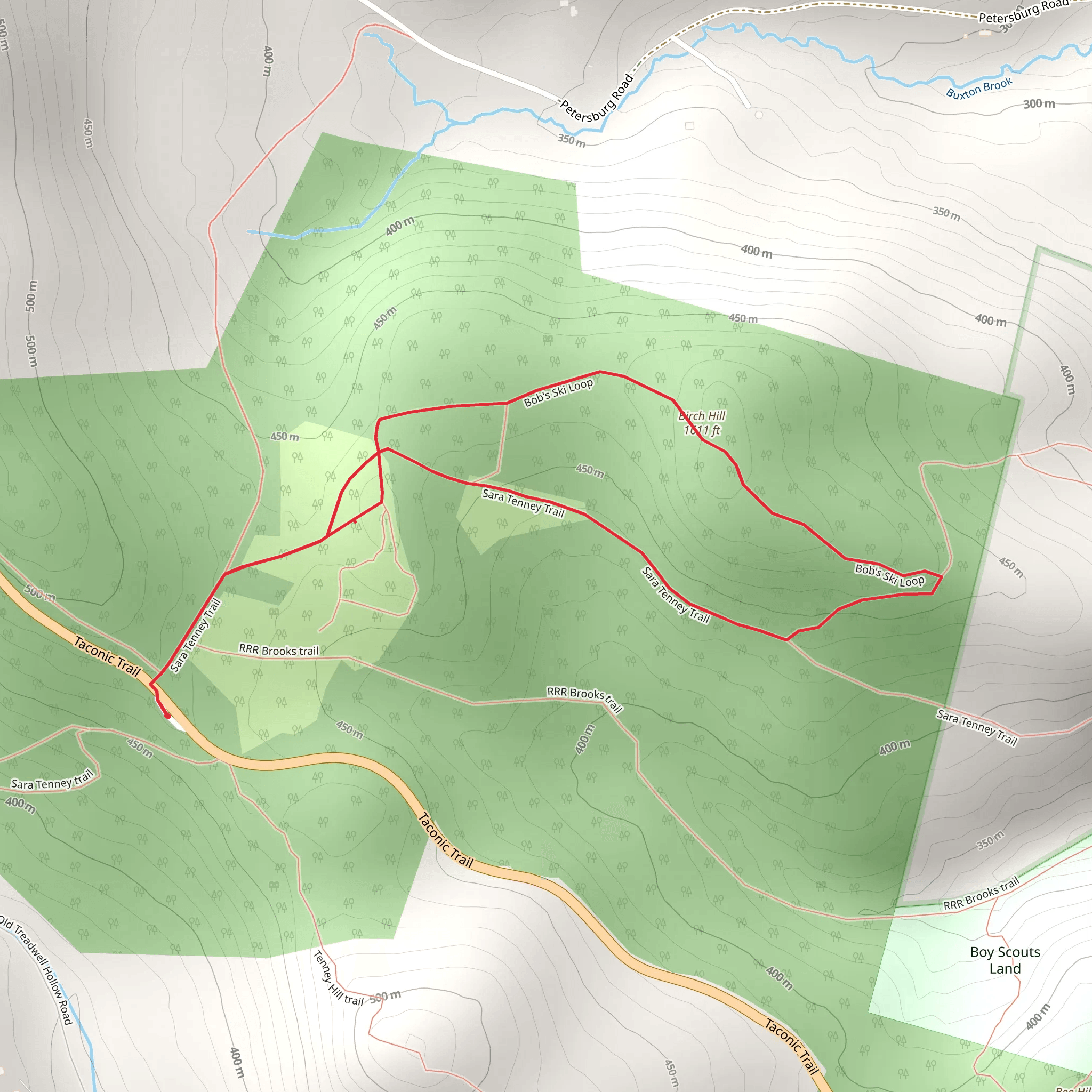 Sara Tenney Trail and Birch Hill Loop mobile static map
