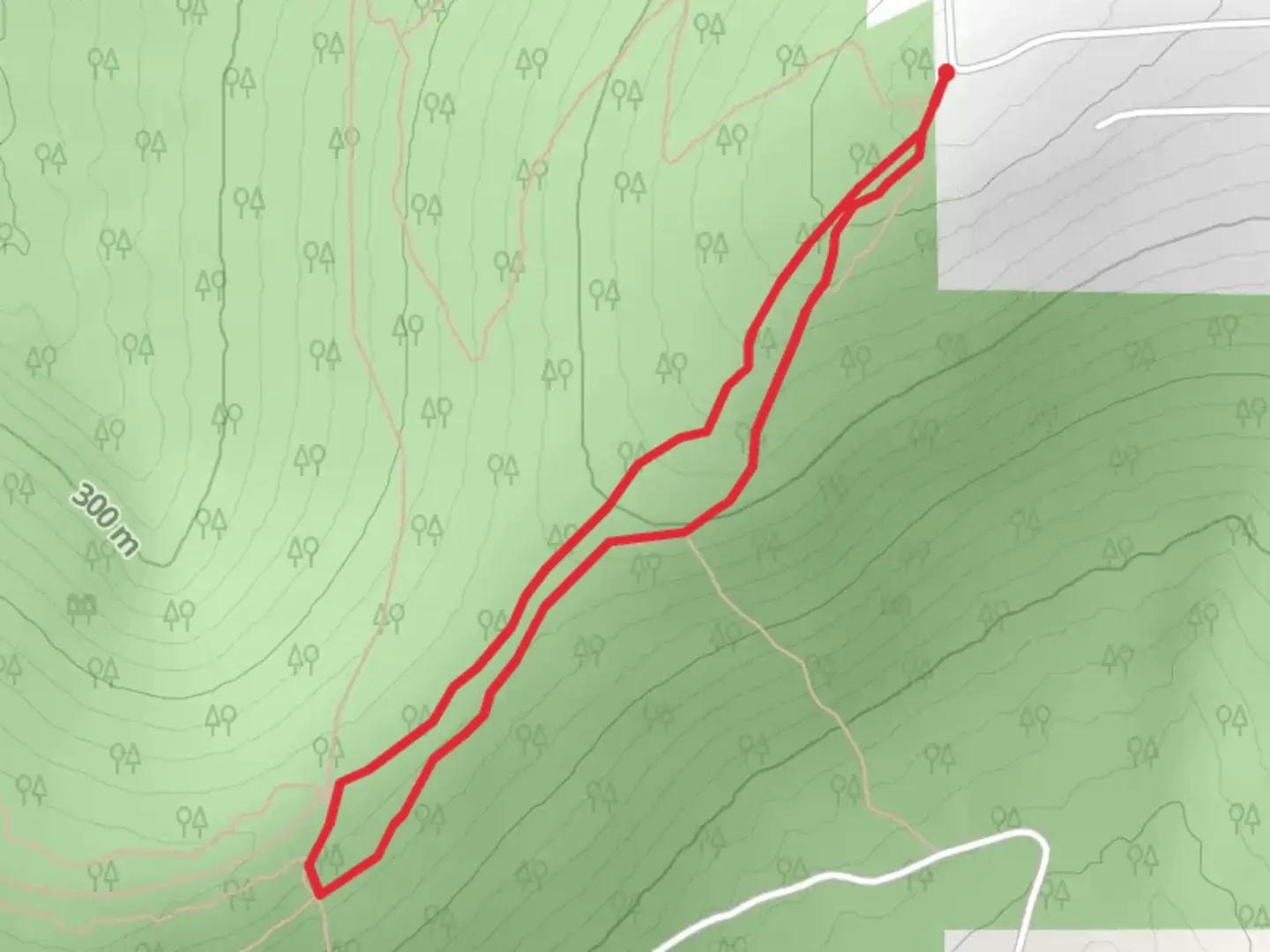 An image depicting the trail Mia Street Loop - South and its surrounding area.
