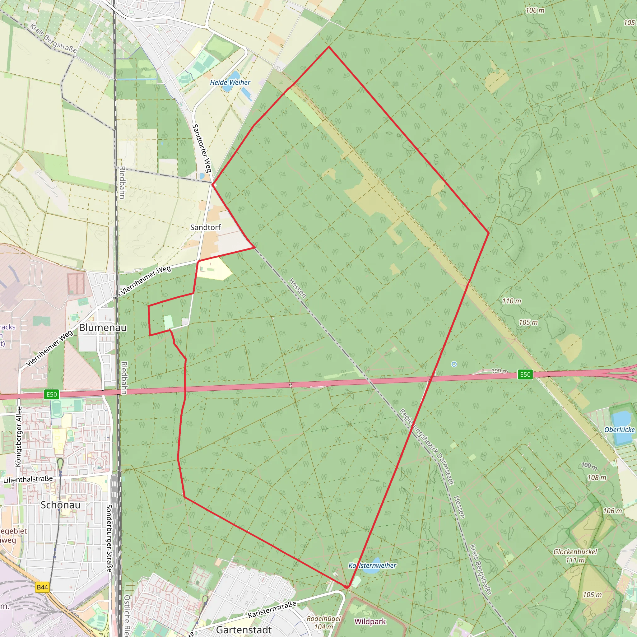 Käfertaler Wald and Neuwald Loop mobile static map