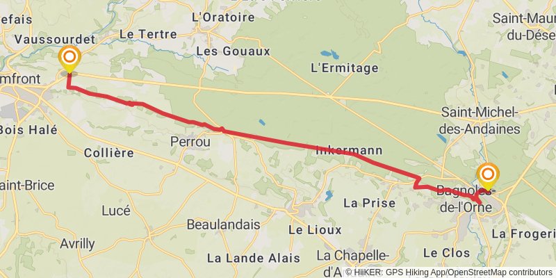 GR 22 - De Paris Au Mont Saint Michel stage 20 Map
