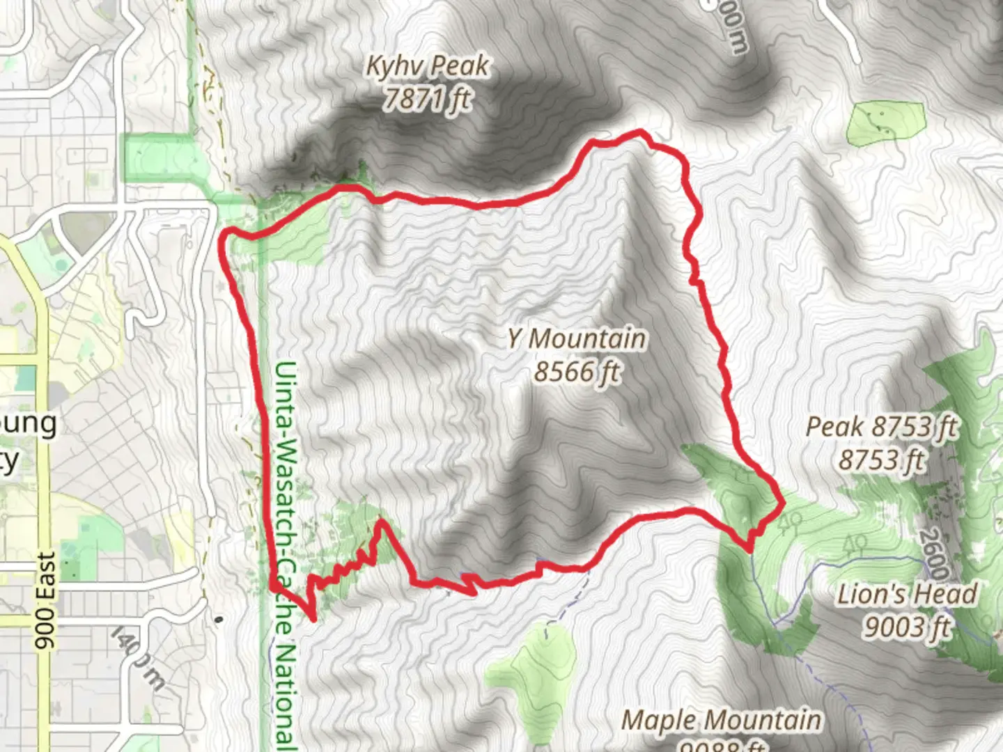 An image depicting the trail Slide Canyon Trail and Kyhv Peak Loop and its surrounding area.