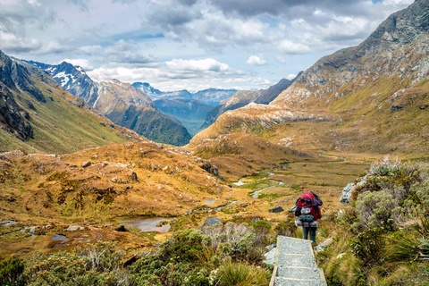 An image depicting the trail Routeburn Track and its surrounding area.