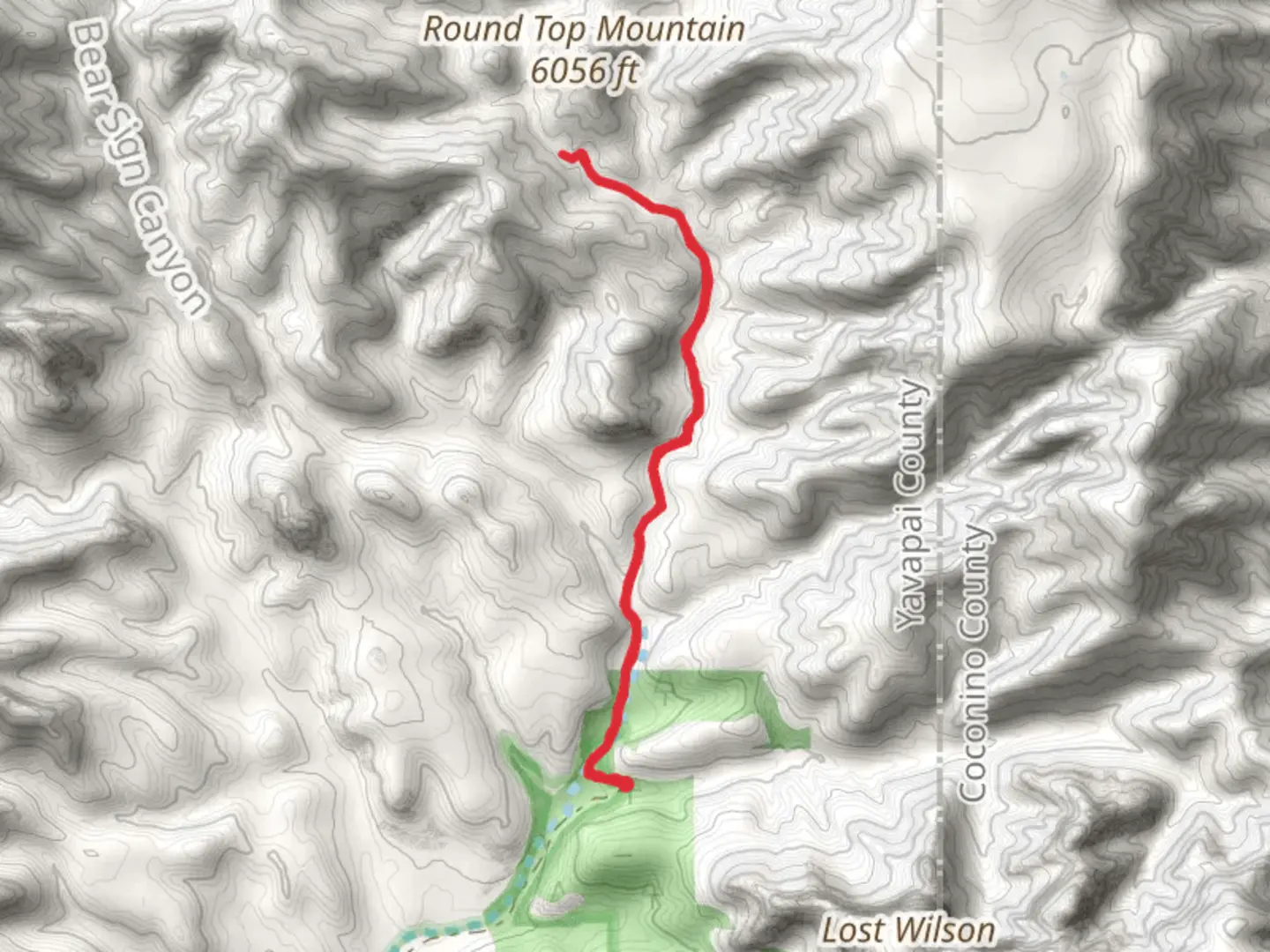 An image depicting the trail Dry Creek Trail from Dry Creek Road and its surrounding area.