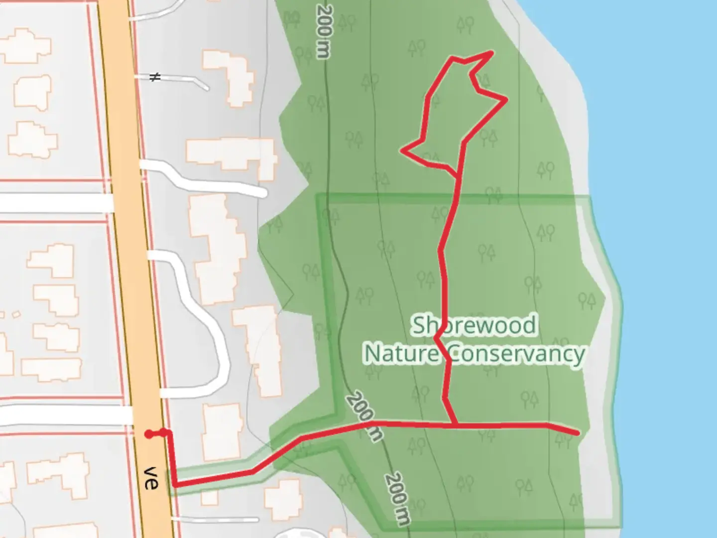 An image depicting the trail Shorewood Nature Preserve Walk and its surrounding area.