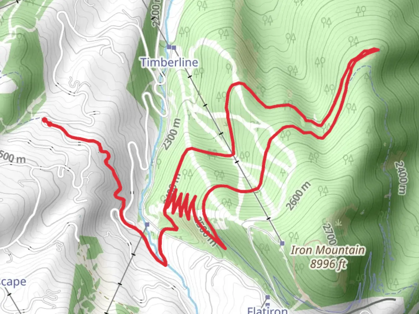 An image depicting the trail Iron Man, Mid Mountain Trail and old Finger Loop and its surrounding area.