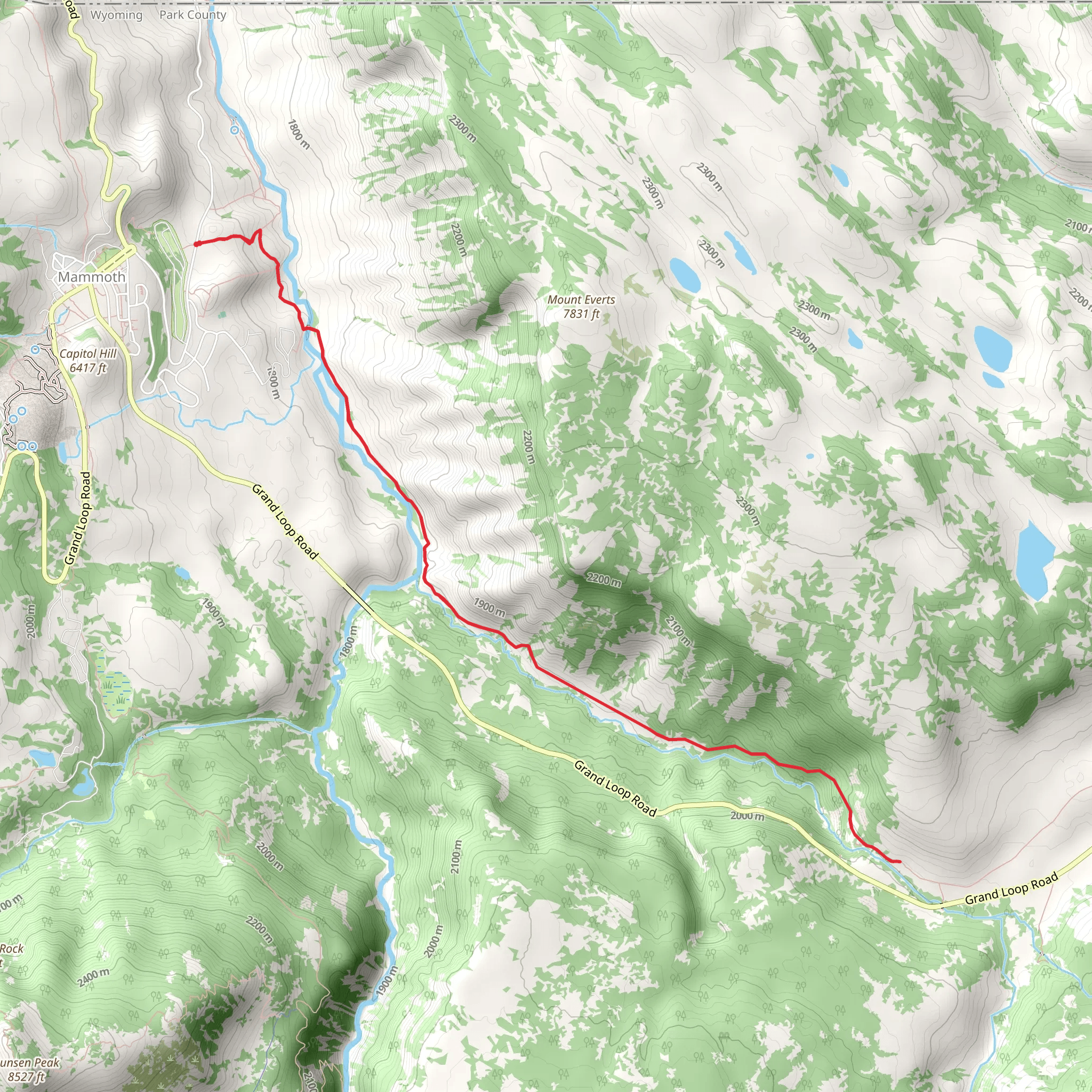 Lave Creek Trail from North Entrance Road mobile static map