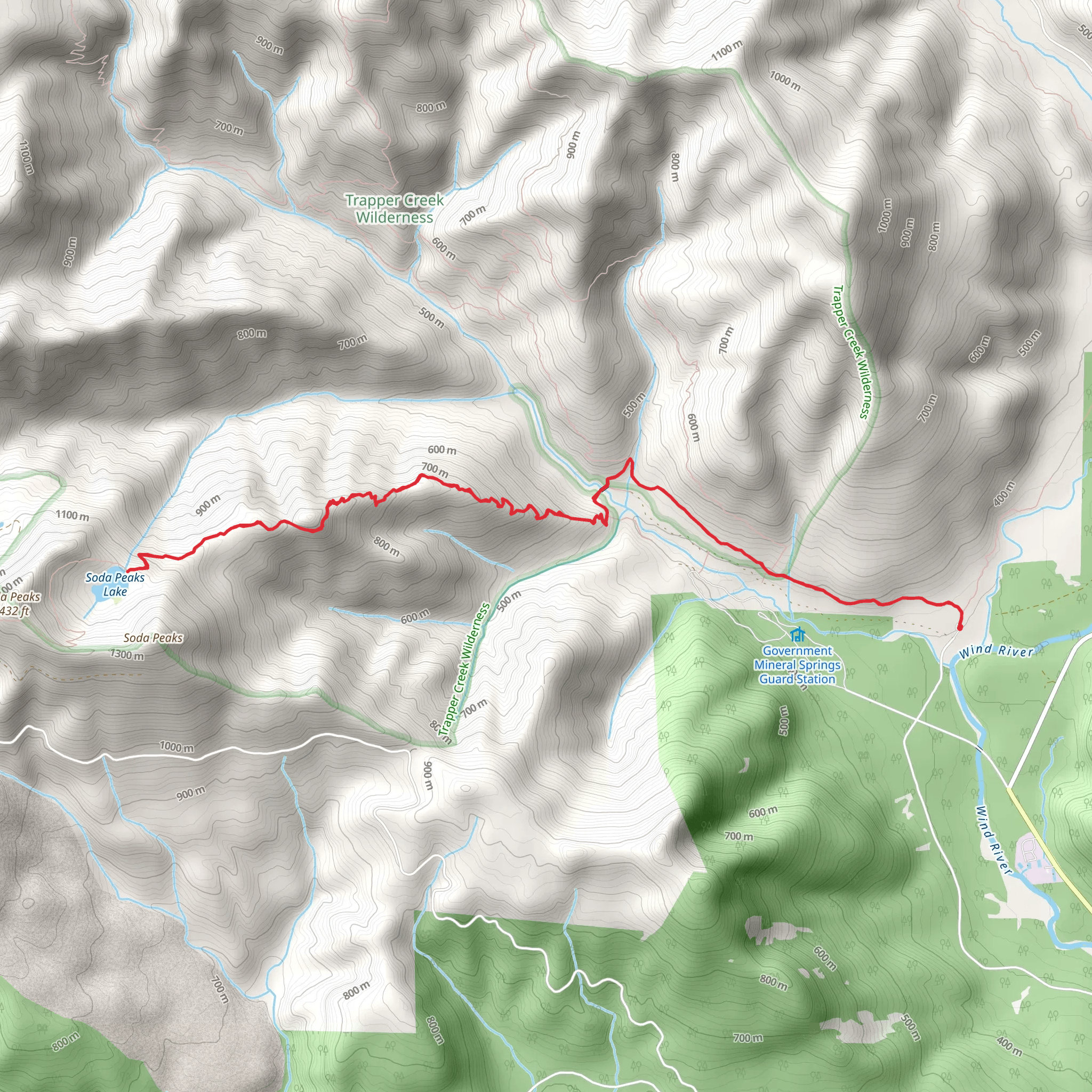 Soda Peaks Lake Trail from Little Soda Springs Road mobile static map