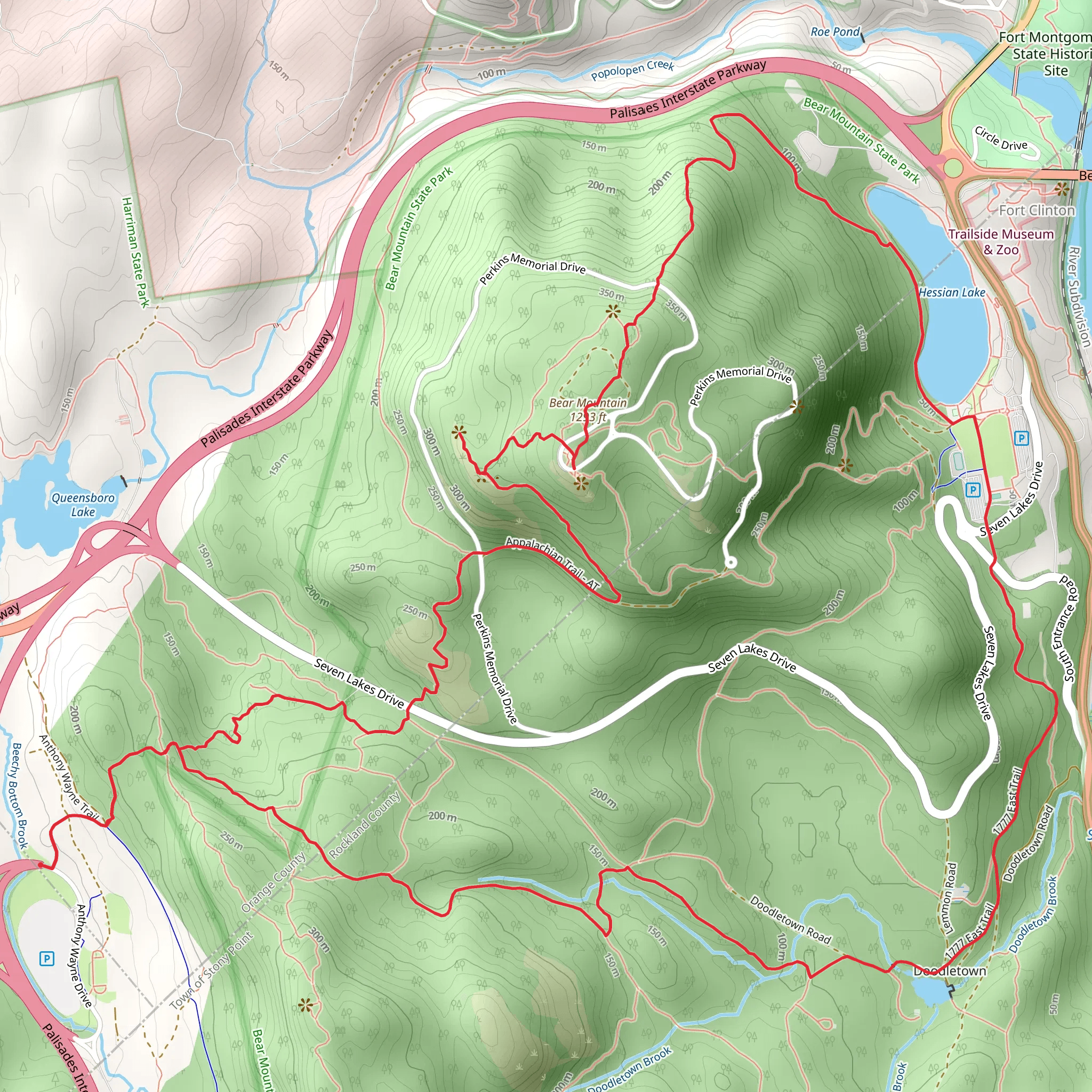 The 1777 East Trail and Bear Mountain Loop via Fawn Trail mobile static map