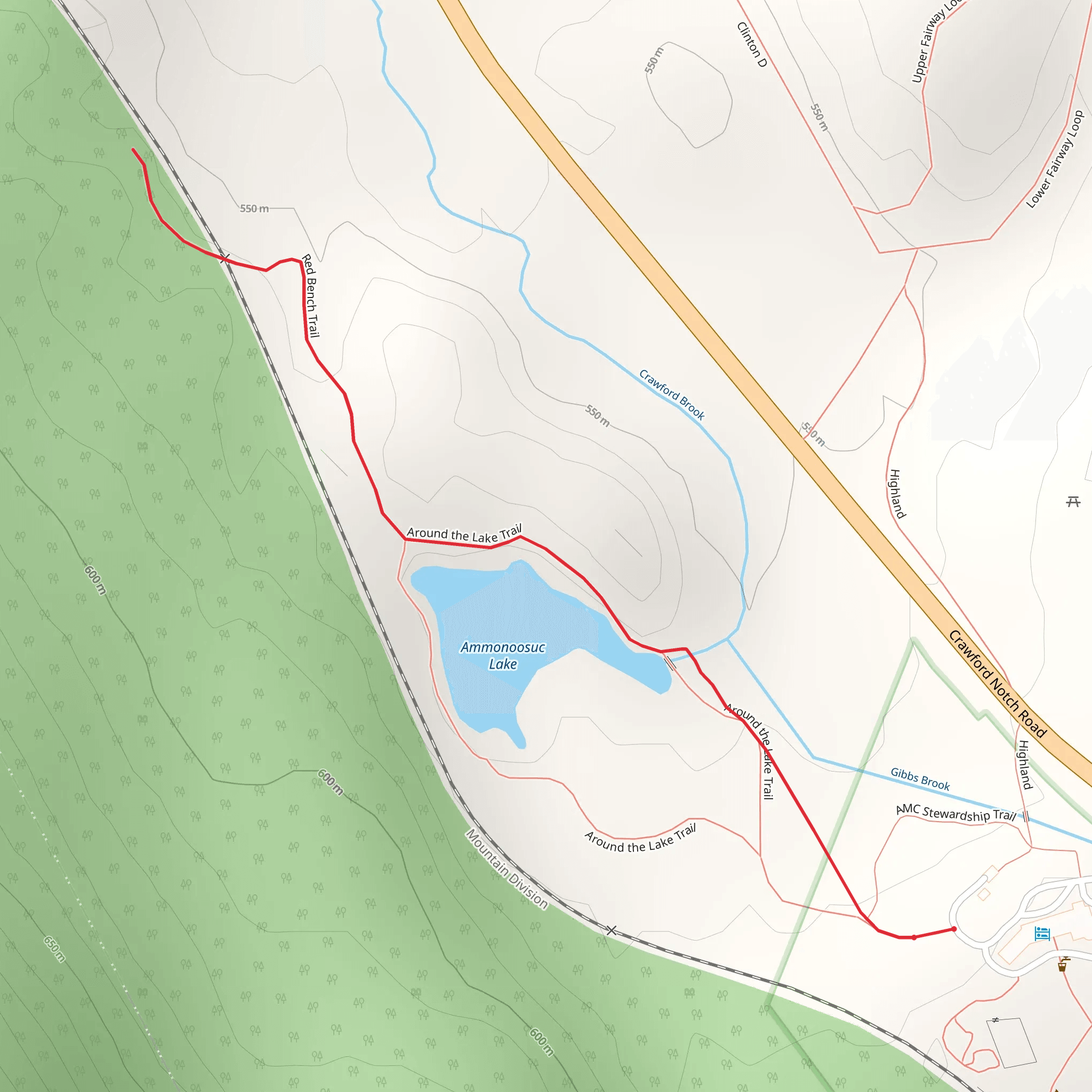 Red Bench Path via Around the Lake Trail mobile static map